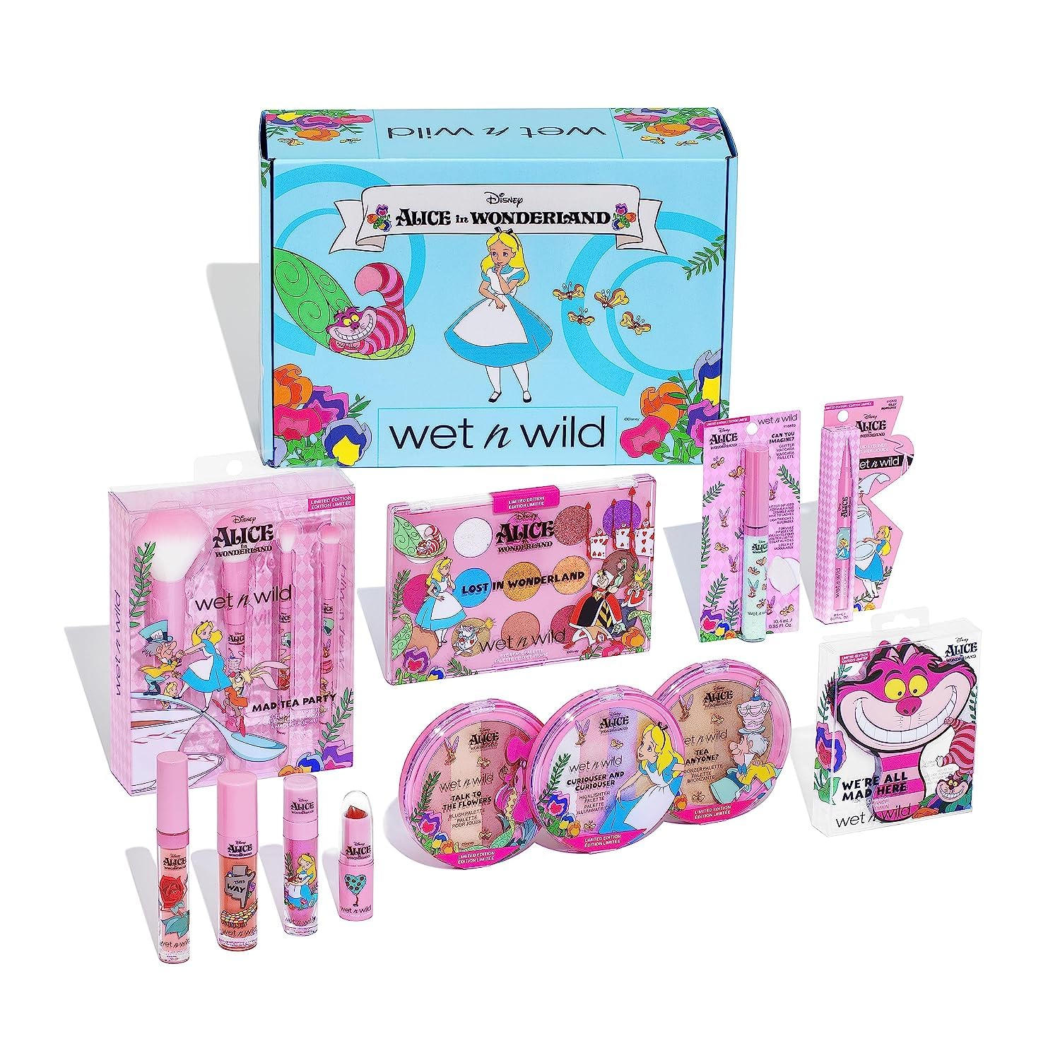 wet n wild Alice in Wonderland PR Box - Makeup Set with Versatile Brushes, Buildable & Blendable Palettes, Vibrant Colors, & Lip Glosses for Unique Looks, Cruelty-Free & Vegan