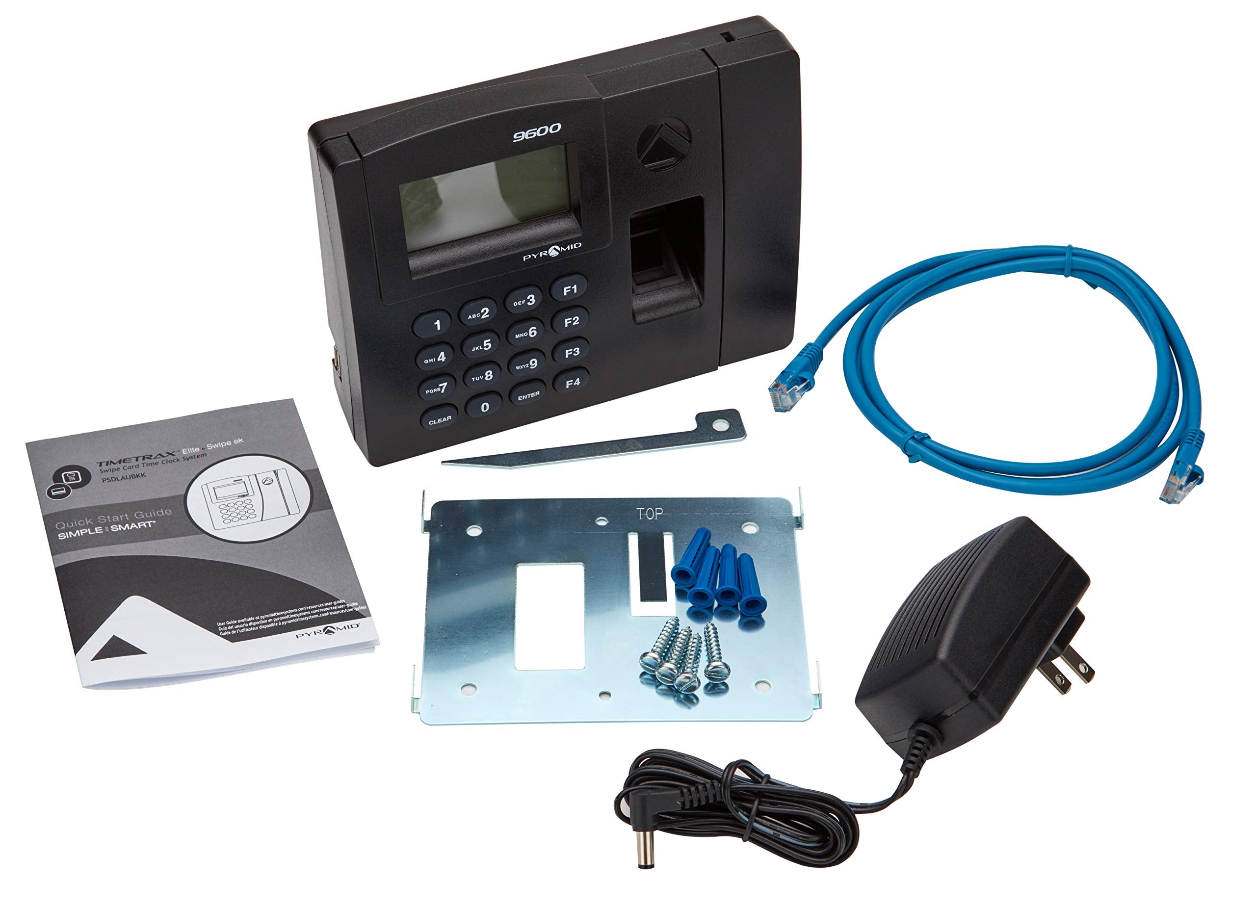 Pyramid Time Systems - Pyramid TimeTrax Elite [TTELITEEK] Automated Biometric Fingerprint Time Clock for small Business, Employee In/Out Time Tracker with Software Download, Windows Compatible - Black