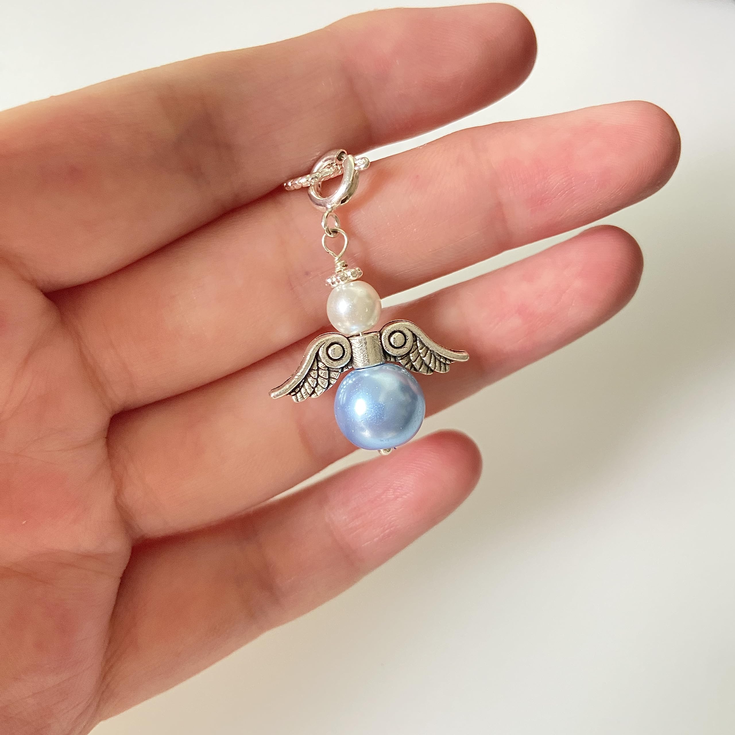 QqzsJewls Something Blue for Bride to Be Wedding Gift Bouquet Charm Bridal Shower Gift Angel Wing Charm Garter Charm Something Blue Keepsake