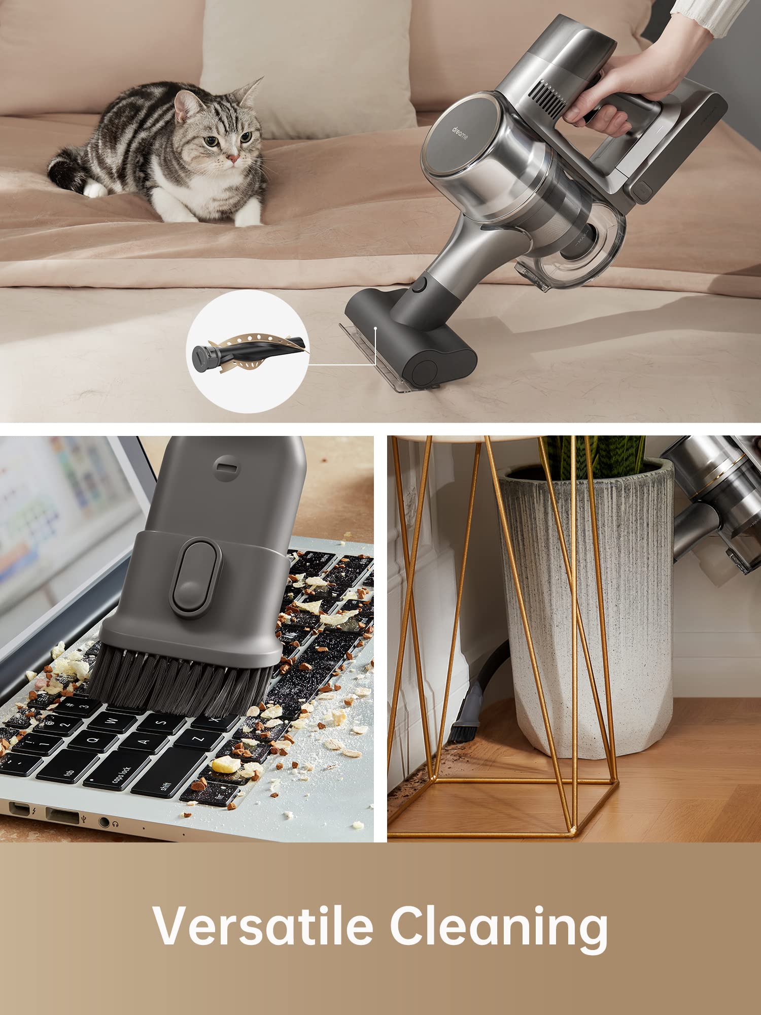 dreame R20 Cordless Vacuum Cleaner with Dual Brush Head, Smart Stick Handheld Vacuum Cleaner for Home, Powerful Rechargeable Vacuum Cleaner, 90 Mins Max Runtime, Perfect for Hard Floor Carpet Pet Hair