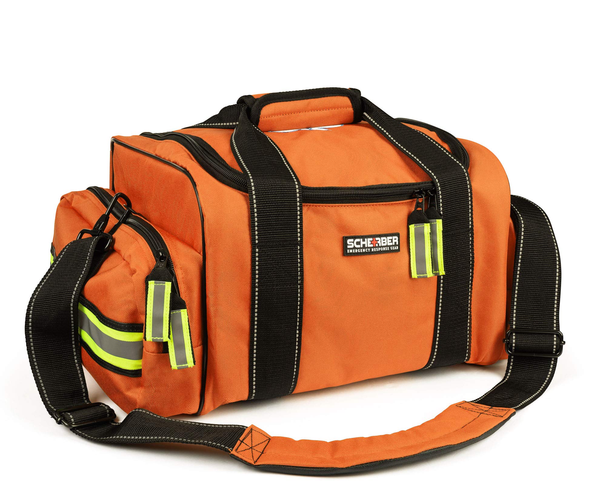 Scherber Fully-Stocked First Responder Bag | Professional EMT/EMS Trauma & Bleeding Medical Kit | HSA/FSA Approved | CAT Tourniquet, HyFin Chest Seal Israeli Bandage & 250+ First Aid Supplies (Orange)