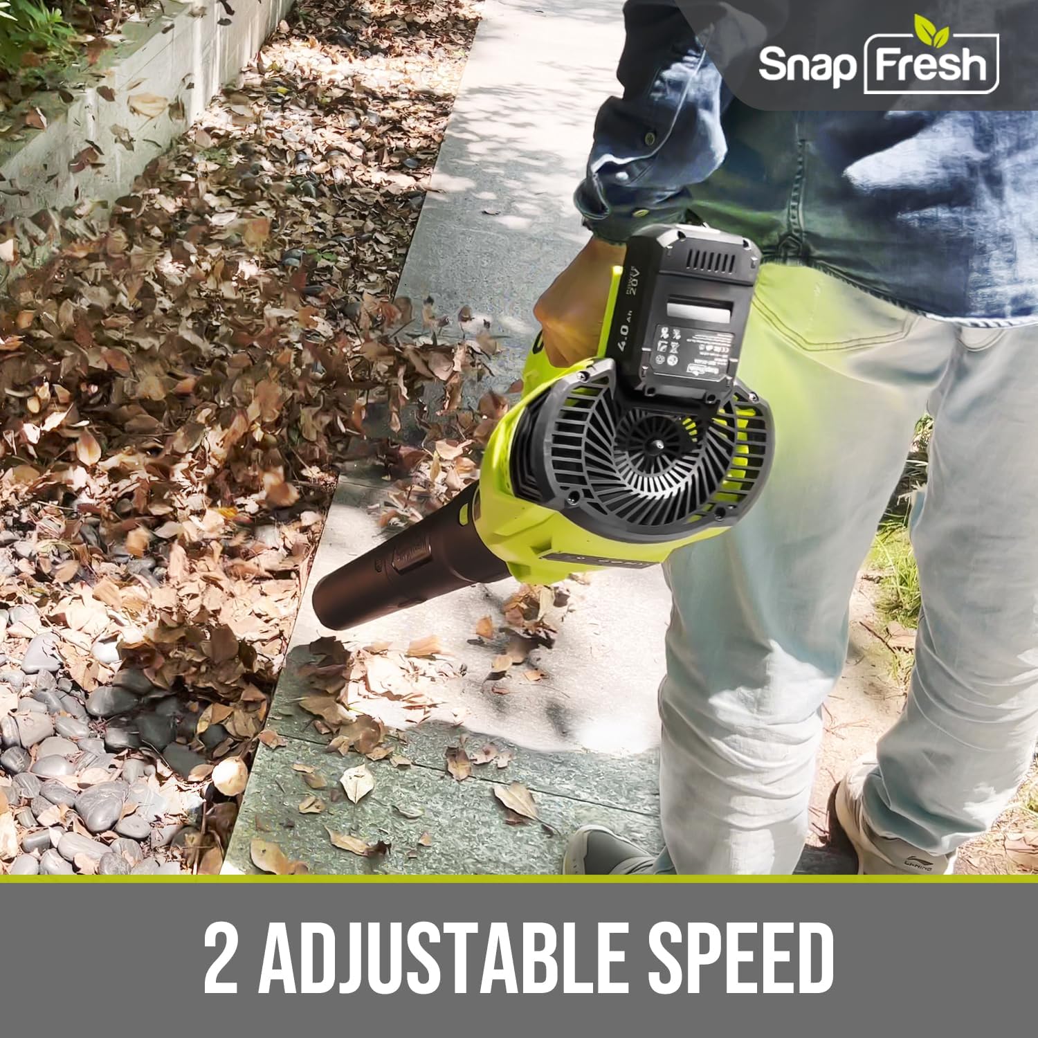 SnapFresh Leaf Blower - 20V Upgrade 350 CFM Cordless Leaf Blower with 4.0Ah Battery & Fast Charger, Electric Battery Powered Leaf Blower for Yard Porch Garden