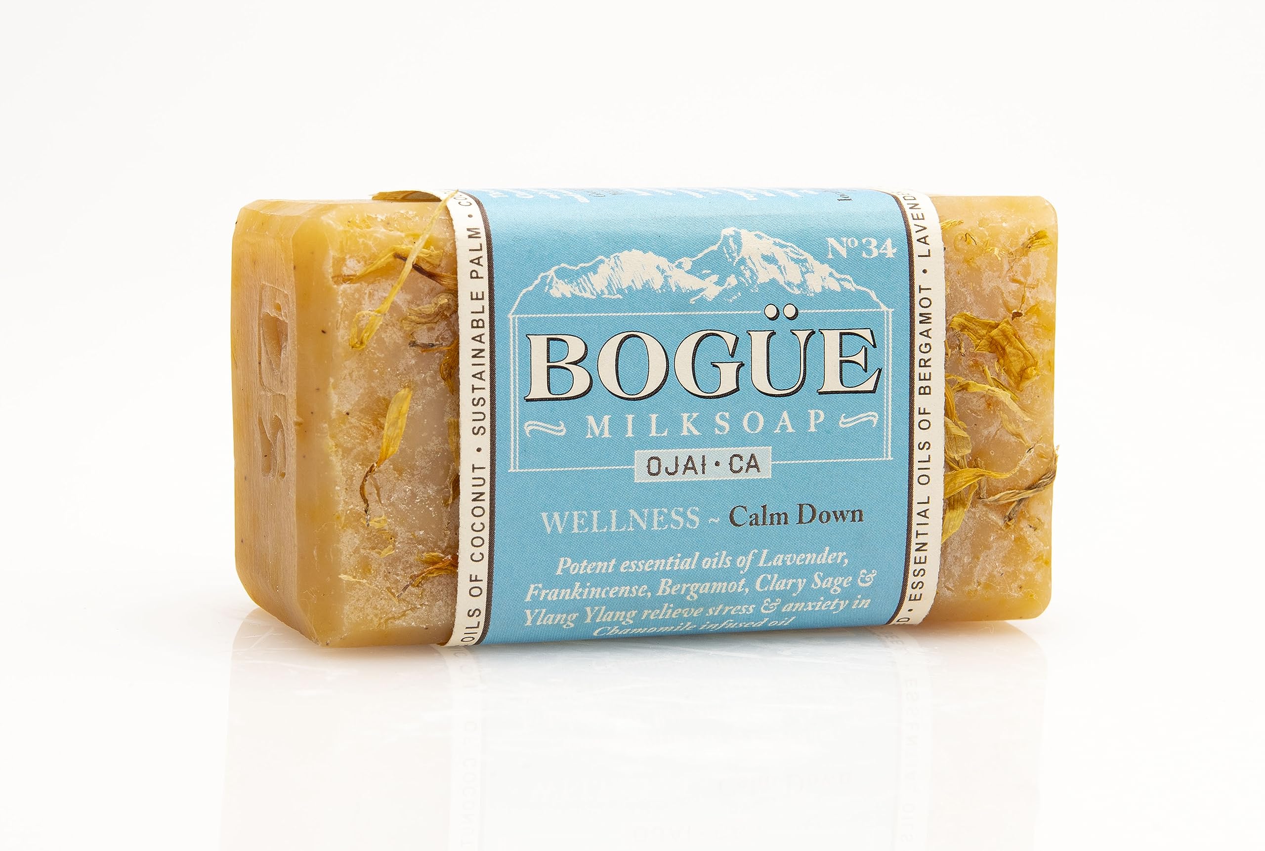 Handmade Goat Milk Soap- BOGUE No.34 WELLNESS Calm Down blend with essential oils of Lavender, Frankincense, Clary Sage & Calming Chamomile to help reduce stress