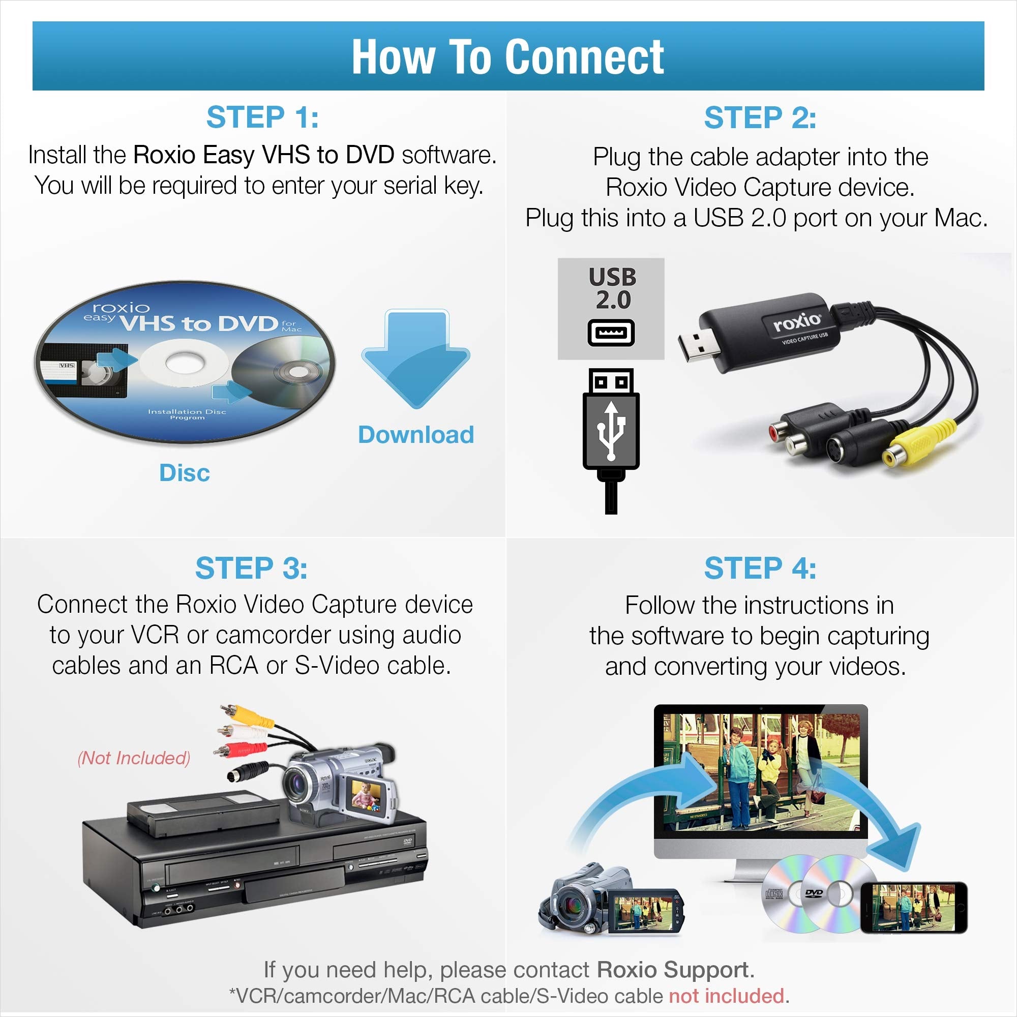 Roxio Easy VHS to DVD for Mac | VHS, Hi8, V8 Video to DVD or Digital Converter [Mac Disc]