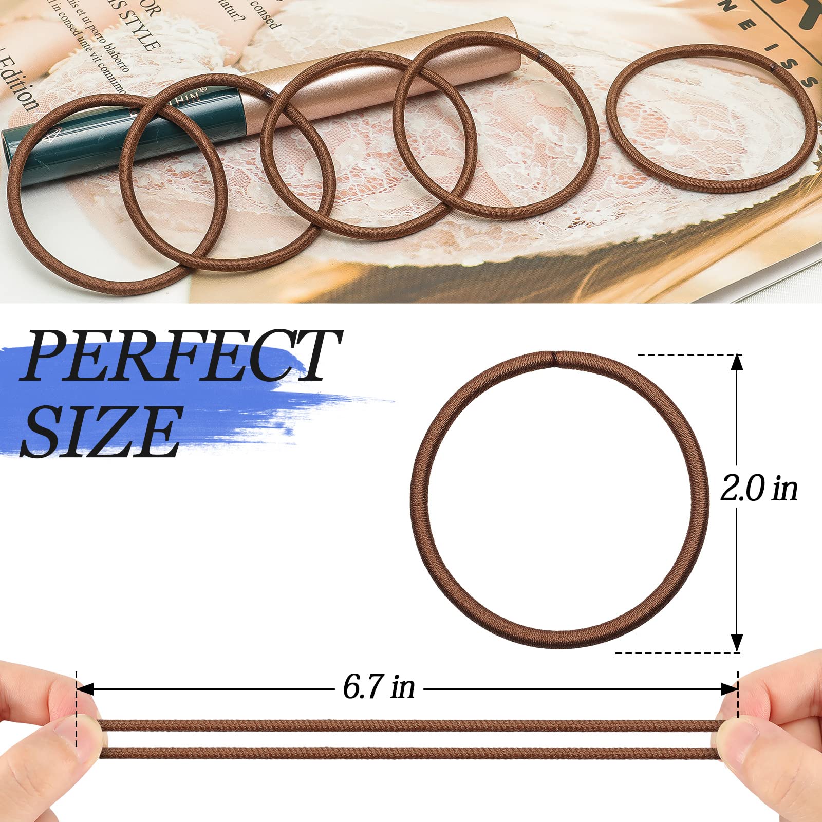 KANPRINCESS Brown Hair Ties, Ponytail Holders No Damage For Women, Elastic Hair Bands For Thin and Thick Hair (100 PCS)