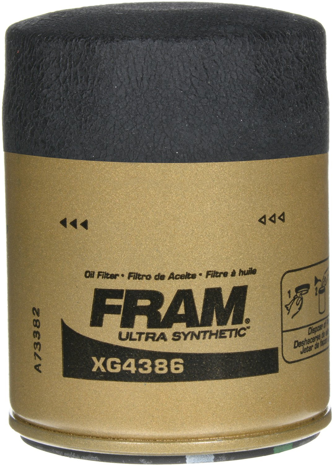 FRAM Ultra Synthetic Automotive Replacement Oil Filter, Designed for Synthetic Oil Changes Lasting up to 20k Miles, XG4386 with SureGrip (Pack of 1)