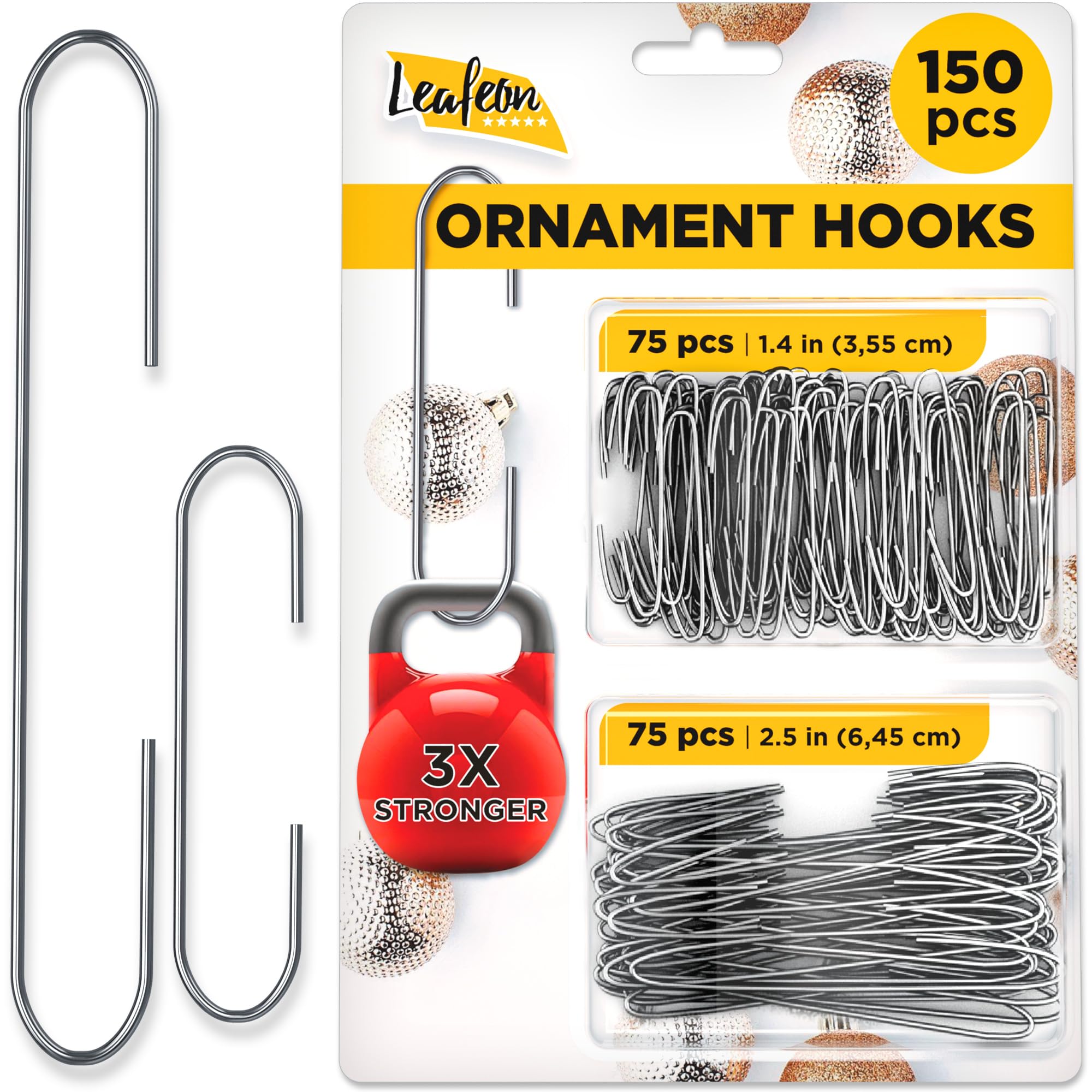 Leafeon 150 Pack Christmas Ornament Hooks – Great Xmas Ornament Hangers for Christmas Tree Decoration (Silver)