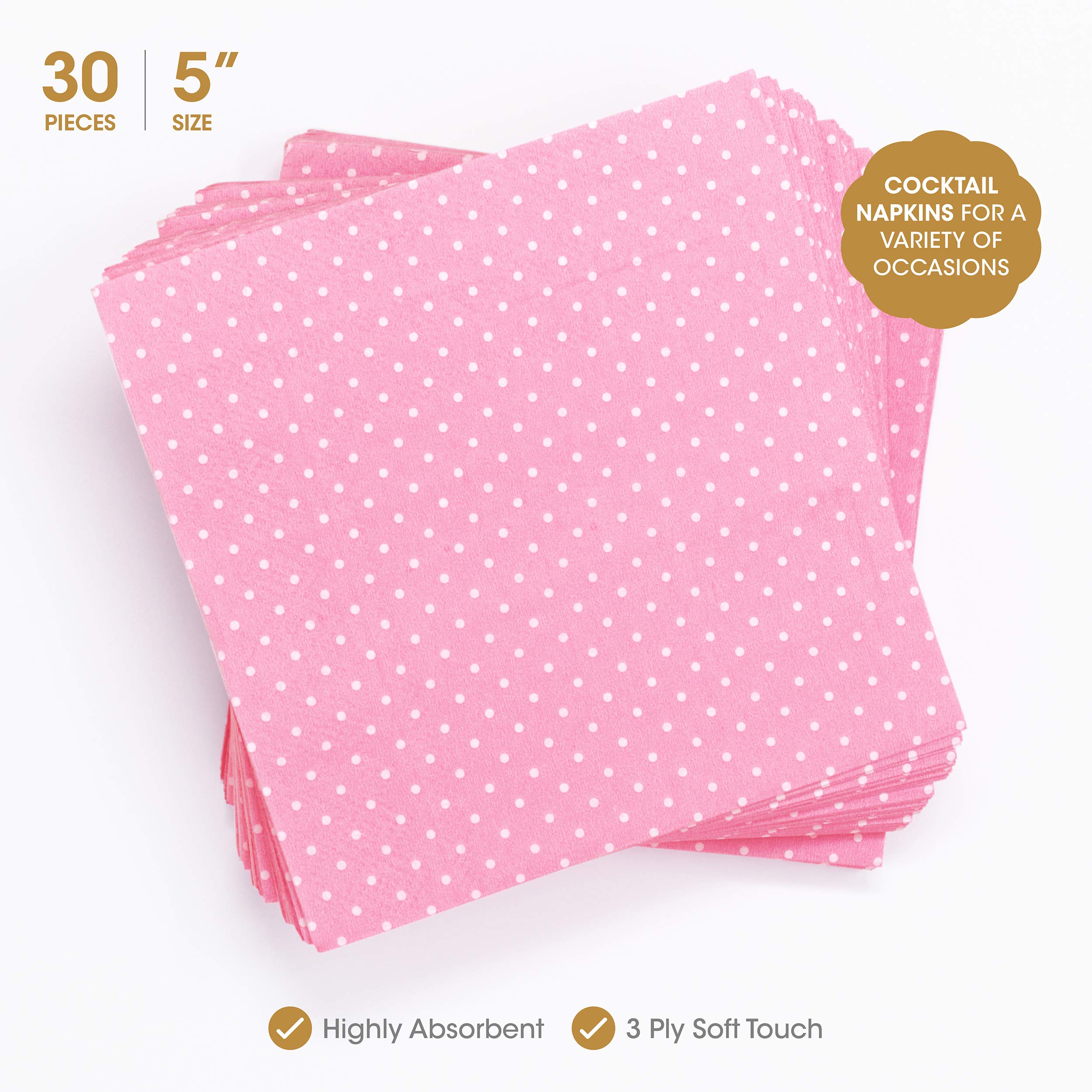 The Joy Bazaar Premium Pink and Gold Party Plates Set - 30 Pack Disposable Plates and Napkins, Ultra-Durable 400GSM, No Soggy Mess
