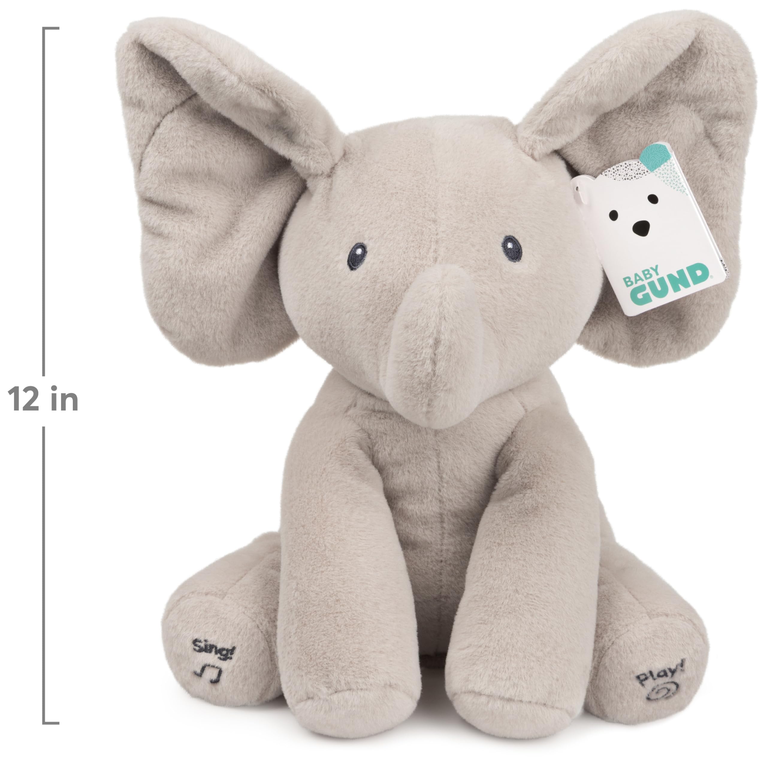 Baby GUND Animated Flappy the Elephant Plush, Singing Stuffed Animal Baby Toy for Ages 0 and Up, Gray, 12"