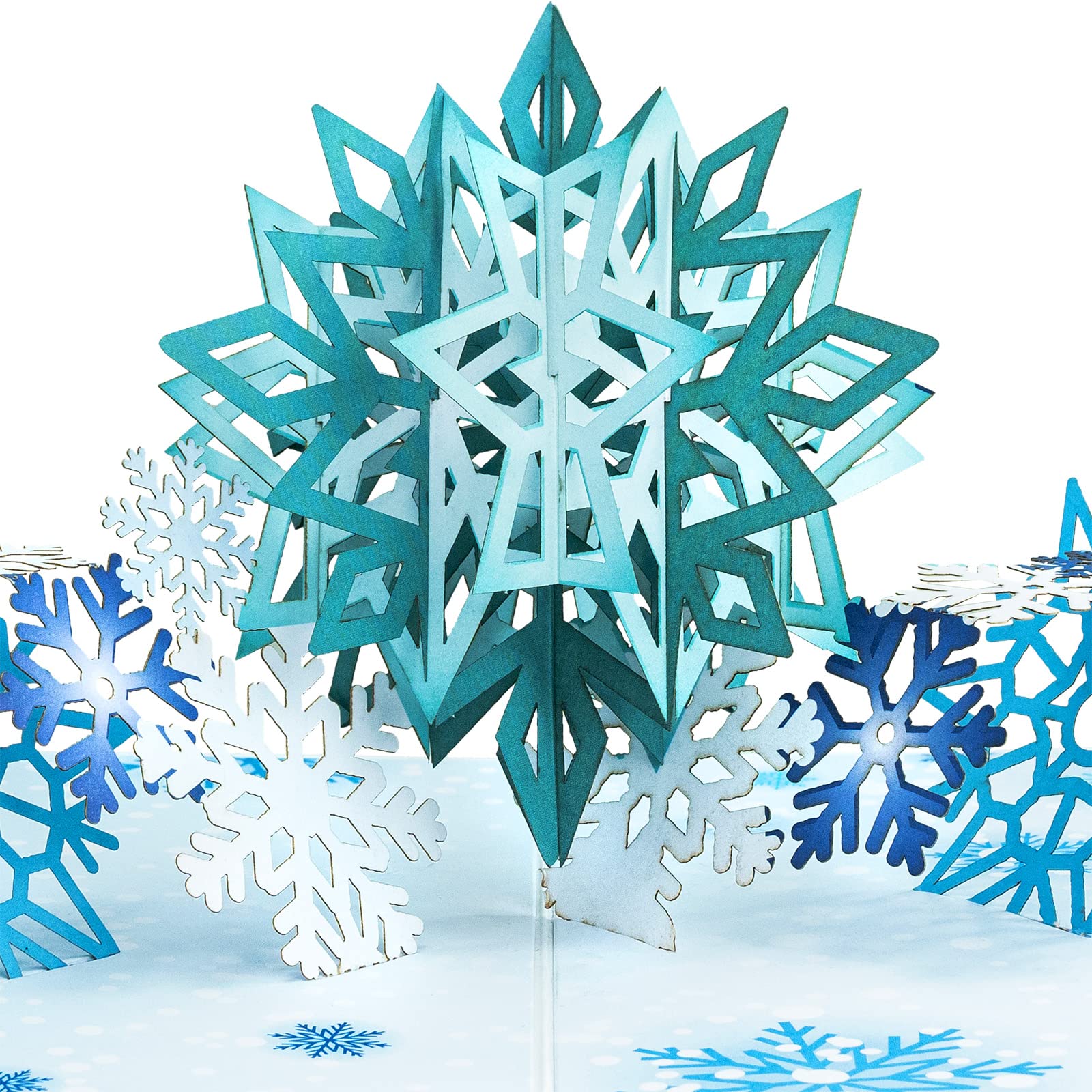 Paper Love 3D Snowflakes Pop Up Card, Gift for Winter, Christmas or Holidays, 5" x 7" Cover - Includes Envelope and Removable Note Tag