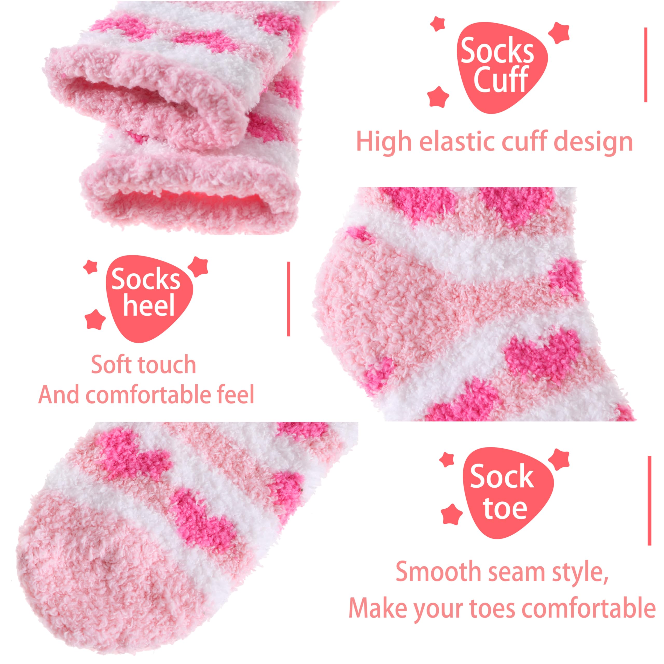 Anlisim Fuzzy Socks for Women Cozy Fluffy Winter Cabin Girls Slipper Warm Fleece Soft Thick Comfy Valentines Day Gift for Her Galentines Day Gifts Stocking Stuffer Christmas Home Socks(Pink)