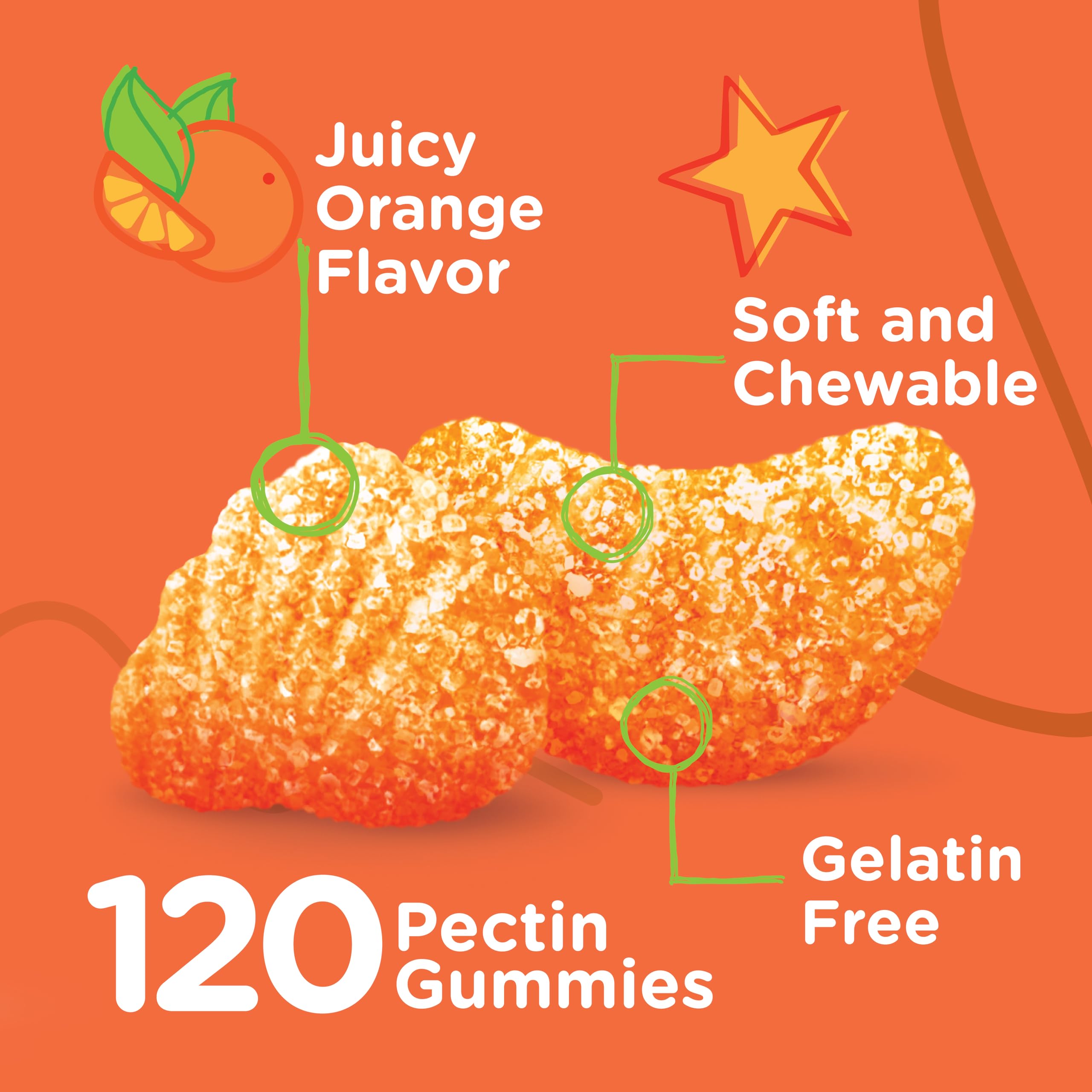 Kids Vitamin C Gummies - Immune Support for Kids, Toddlers, & Teens - Vegan, Gelatin Free, Gluten Free, GMO Free - Tasty Chewable Orange Flavored Kids Immunity Gummy