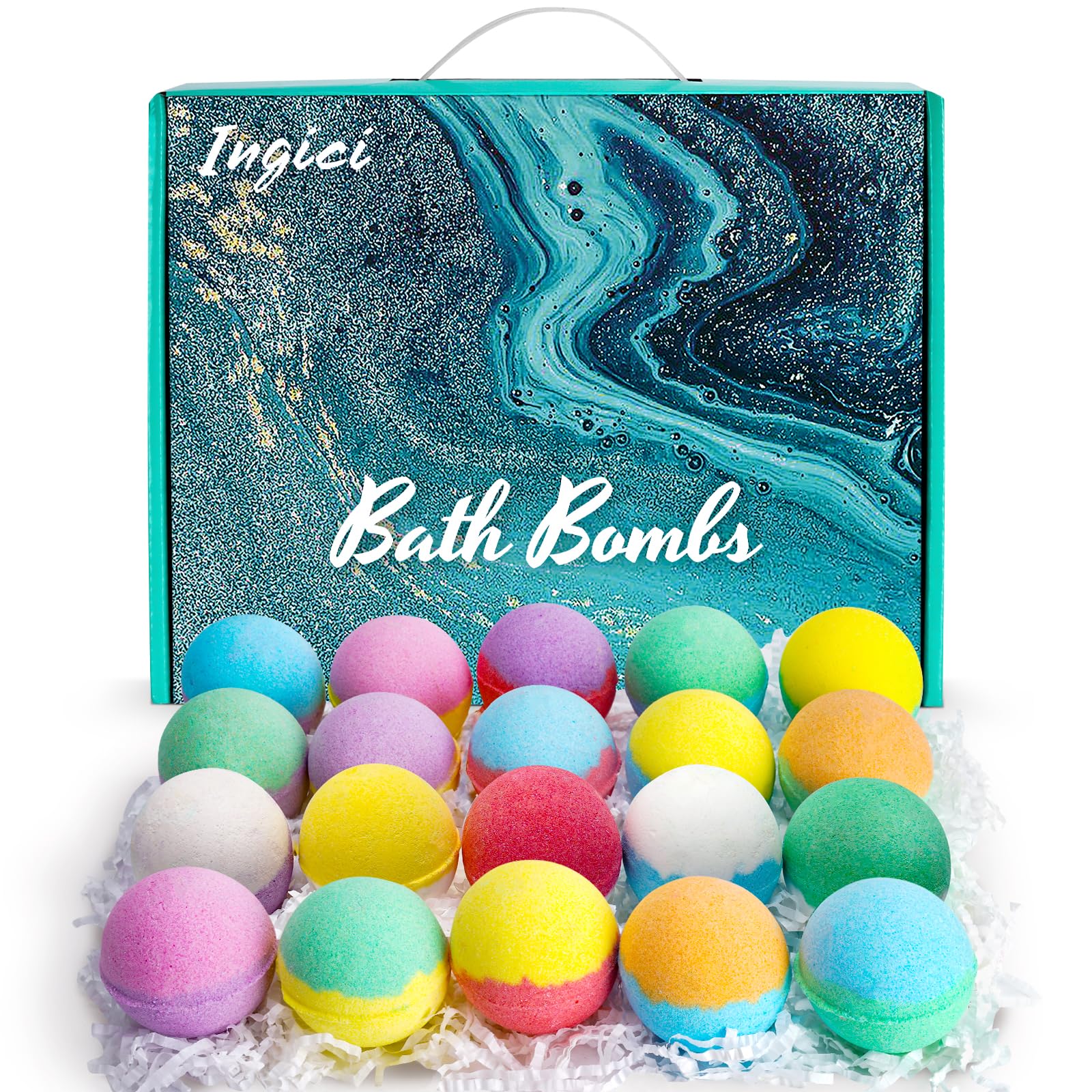 Ingici Bath Bombs Gift Set - 20Pcs Bath Bombs for Women, Christmas Gifts for Women, Birthday Gifts for Women, Christmas Stocking Stuffers for Women