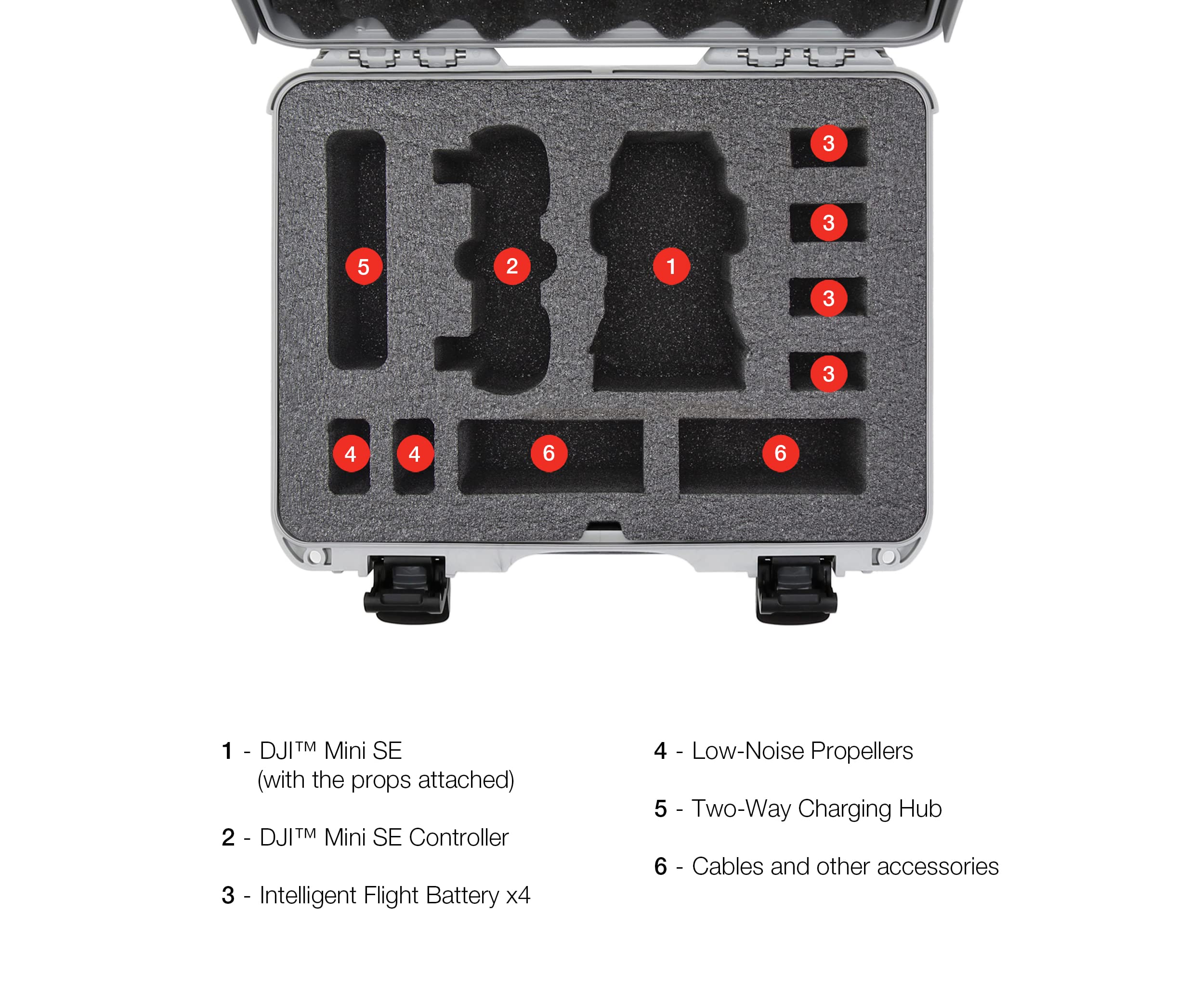 Nanuk 910 Waterproof Hard Case with Foam Insert for DJI Mini SE Fly More Kit - Silver (910-MAVMSE5)