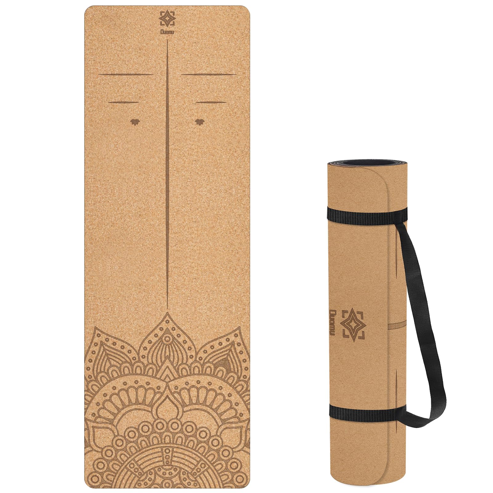 Cork Yoga Mat - 5mm Thick，Natural Organic Cork Sports Mat Environmental Protection TPE Anti Slip and Sweat-absorbing, Suitable for Yoga Pilates Meditation Outdoor Fitness(72-Inch x 24-Inch)