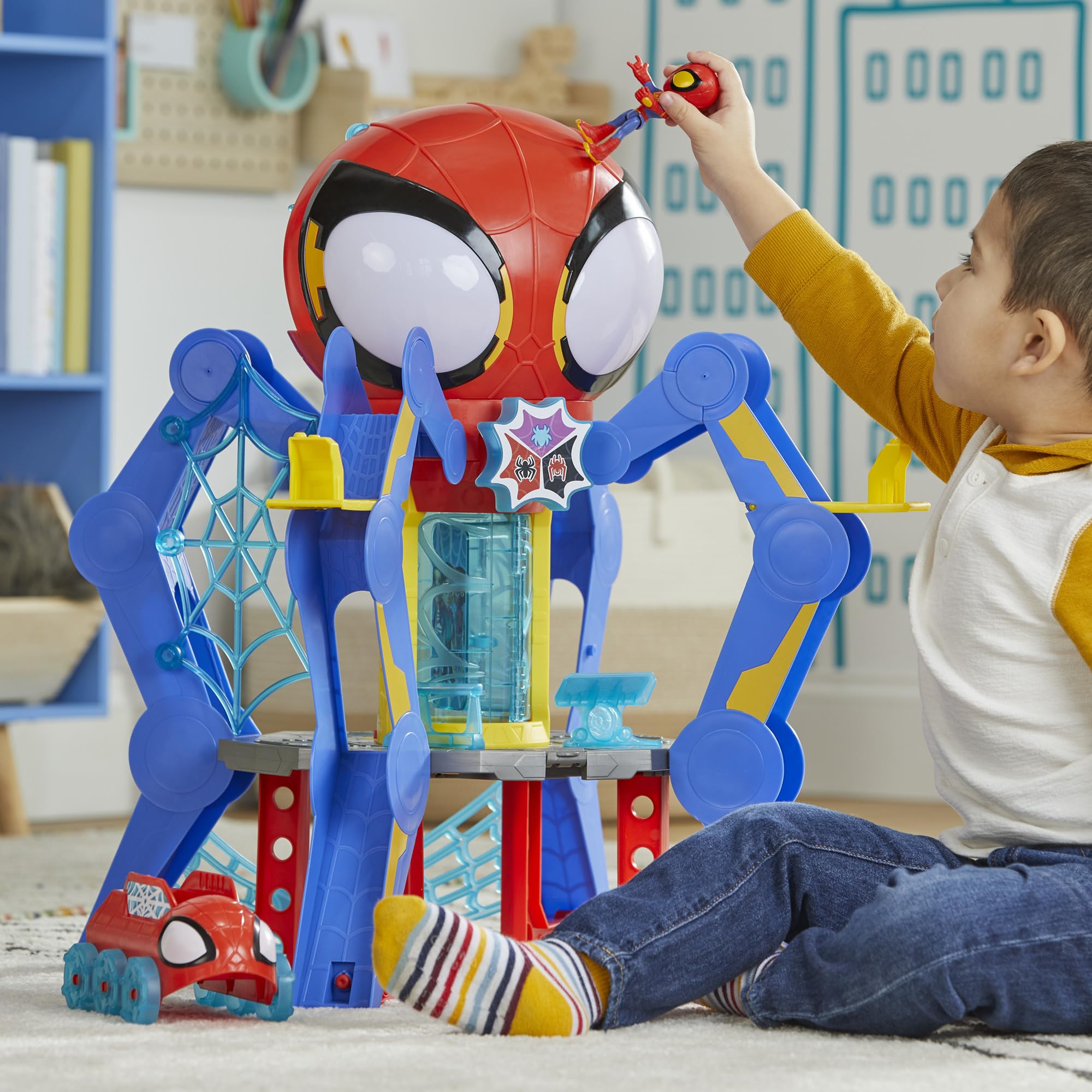 Spidey and His Amazing Friends Web-Spinners Web-Quarters, Kids Playset with Action Figure, Vehicle, and Accessories, Marvel Super Hero Toys, Ages 3 and Up