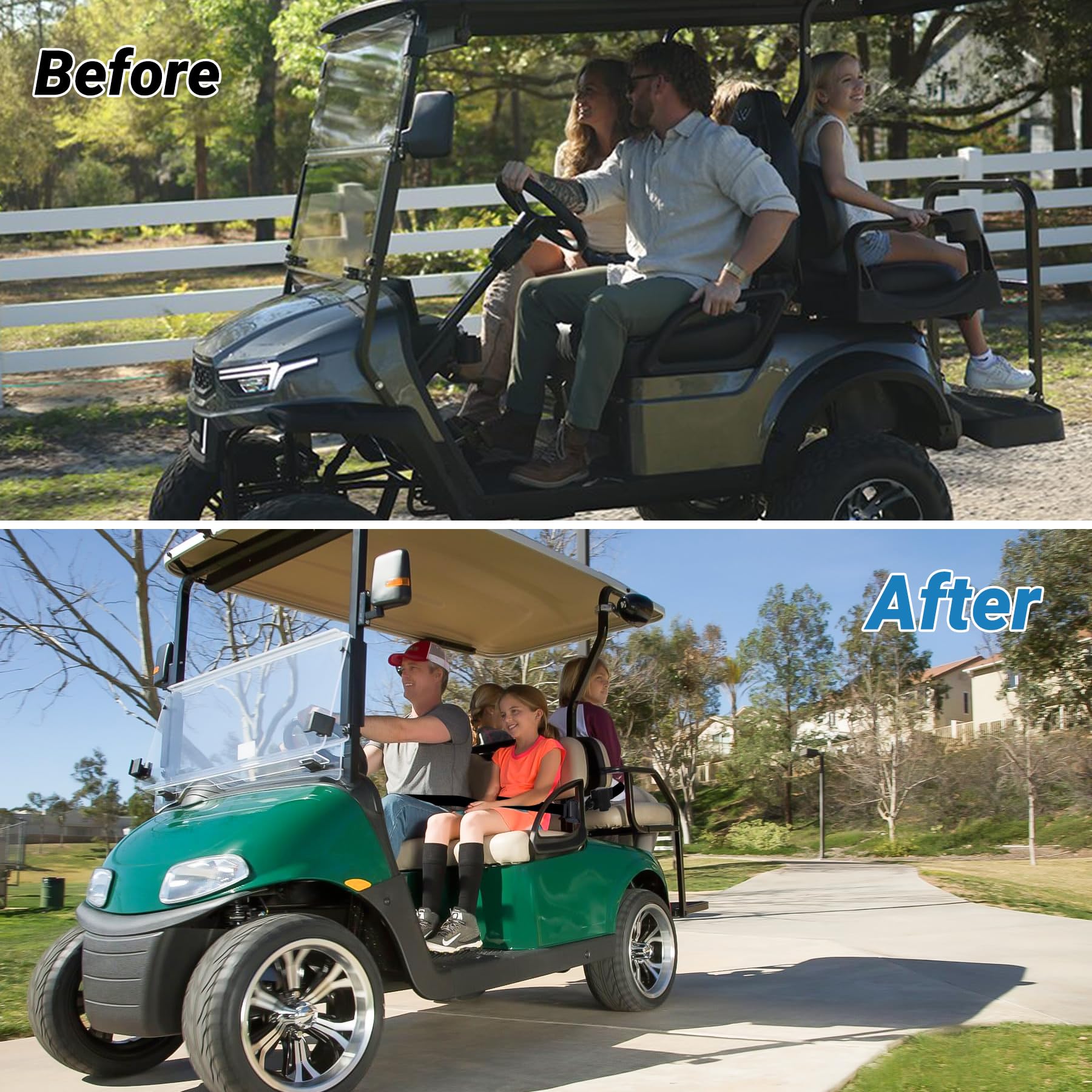 Toriexon Universal Golf Cart Seat Belt, 4 Passengers (2+2) Ezgo Golf Cart Seat Belt, 47“ Retractable Club Car Seat Belts, Fits 4-Seats Golf Car for EZGO, Yamaha Club Car