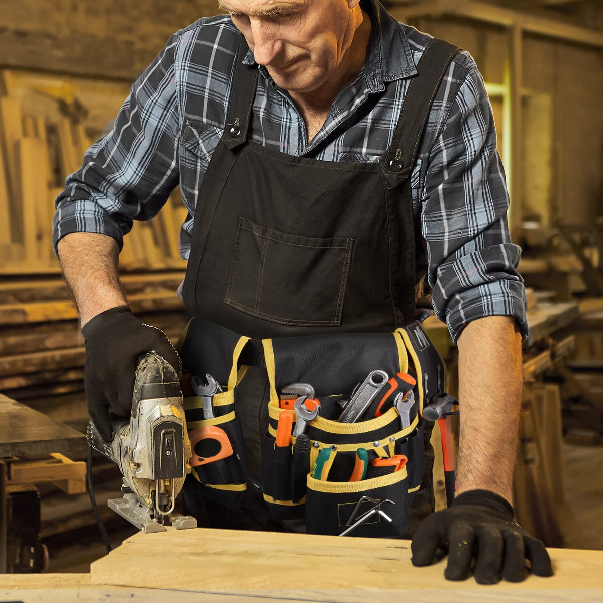 Tool Belt, UUP Magnetic Tool Pouch 26 Pockets,Heavy Duty Tool Belts for Men,Utility Belt Work Tool Pouch Bag Detachable Adjustable Waist Apron Toolbelt for Electrician,Carpenter,Construction,Dad Gift