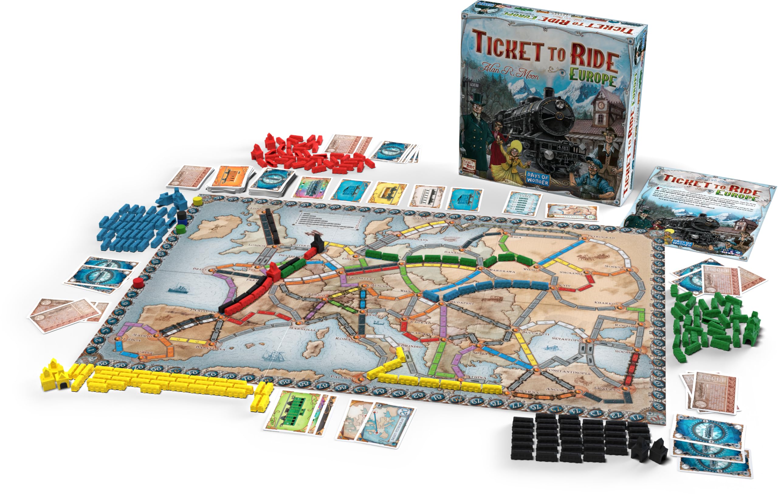 Ticket to Ride Europe Board Game - Embark on a Railway Adventure Across the Continent! Fun Family Strategy Game for Kids & Adults, Ages 8+, 2-5 Players, 30-60 Min Playtime, Made by Days of Wonder