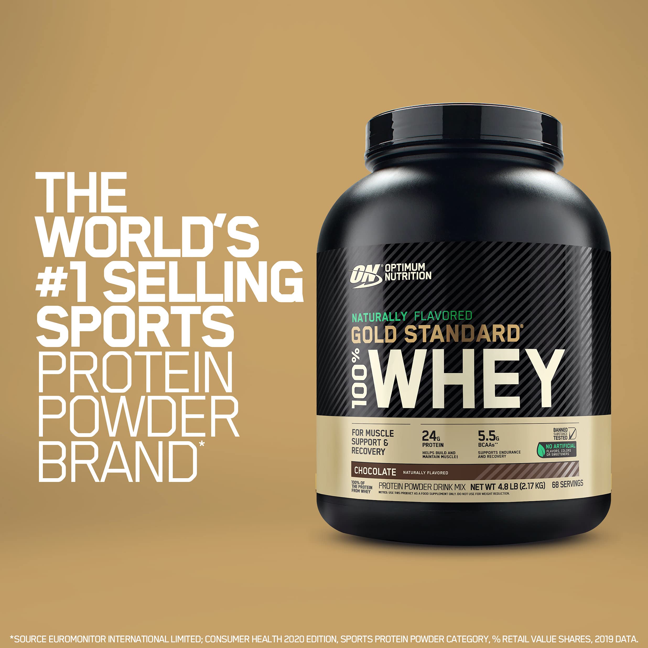 Optimum Nutrition Gold Standard 100% Whey Protein Powder 4.8 (Packaging May Vary) Naturally Flavored, Vanilla, 76.8 Ounce