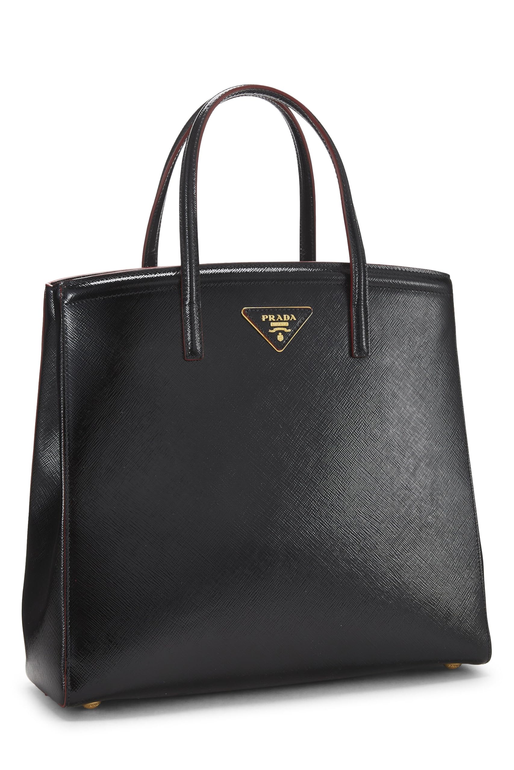 Prada, Pre-Loved Black Saffiano Vernice Convertible Parabole, Black