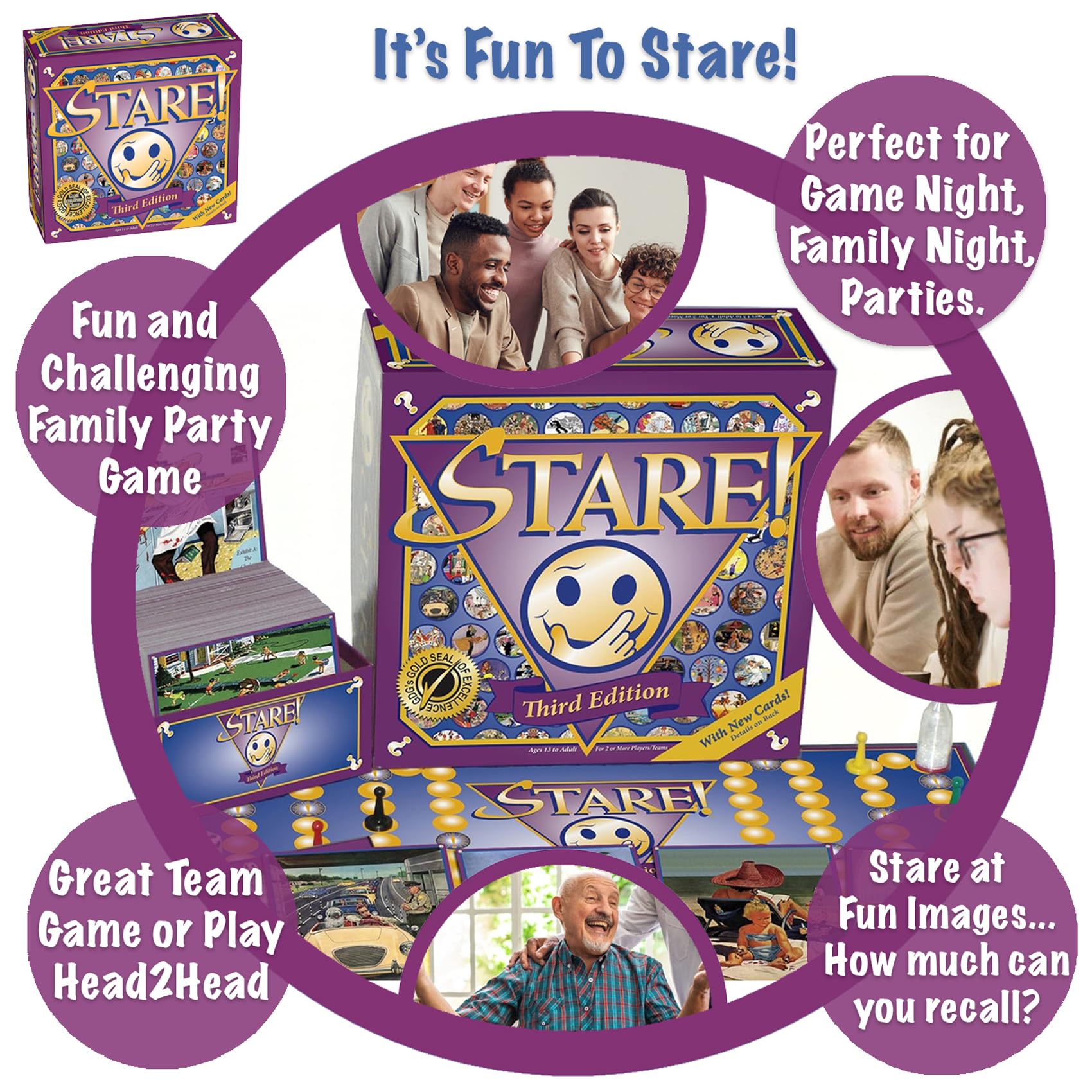 Stare - Fun Game of Visual Recall Where Quirky Image Cards Challenge Players' Minds – Classic for Adult & Family Game Night