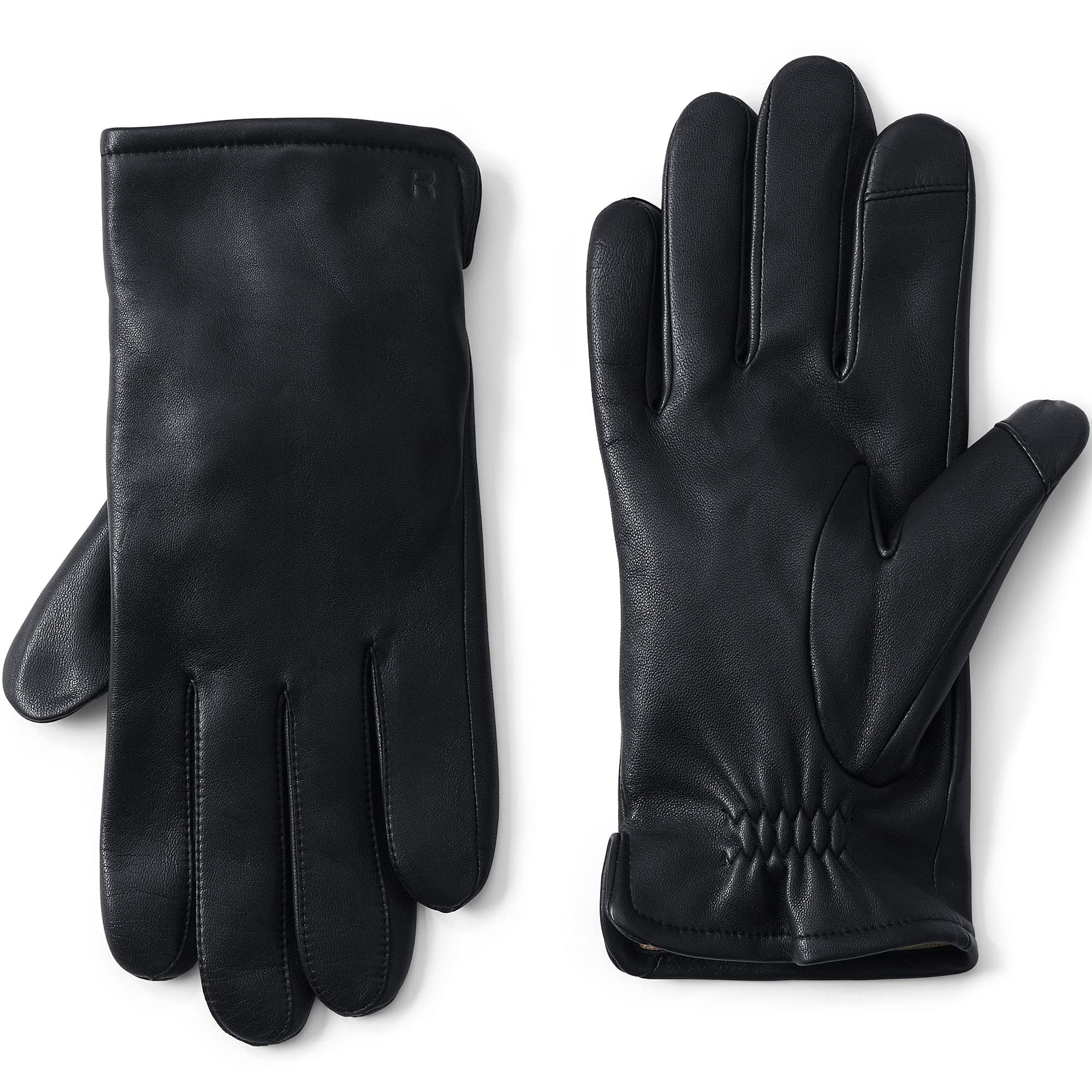 Lands' End Mens Cashmere Lined EZ Touch Leather Glove Black