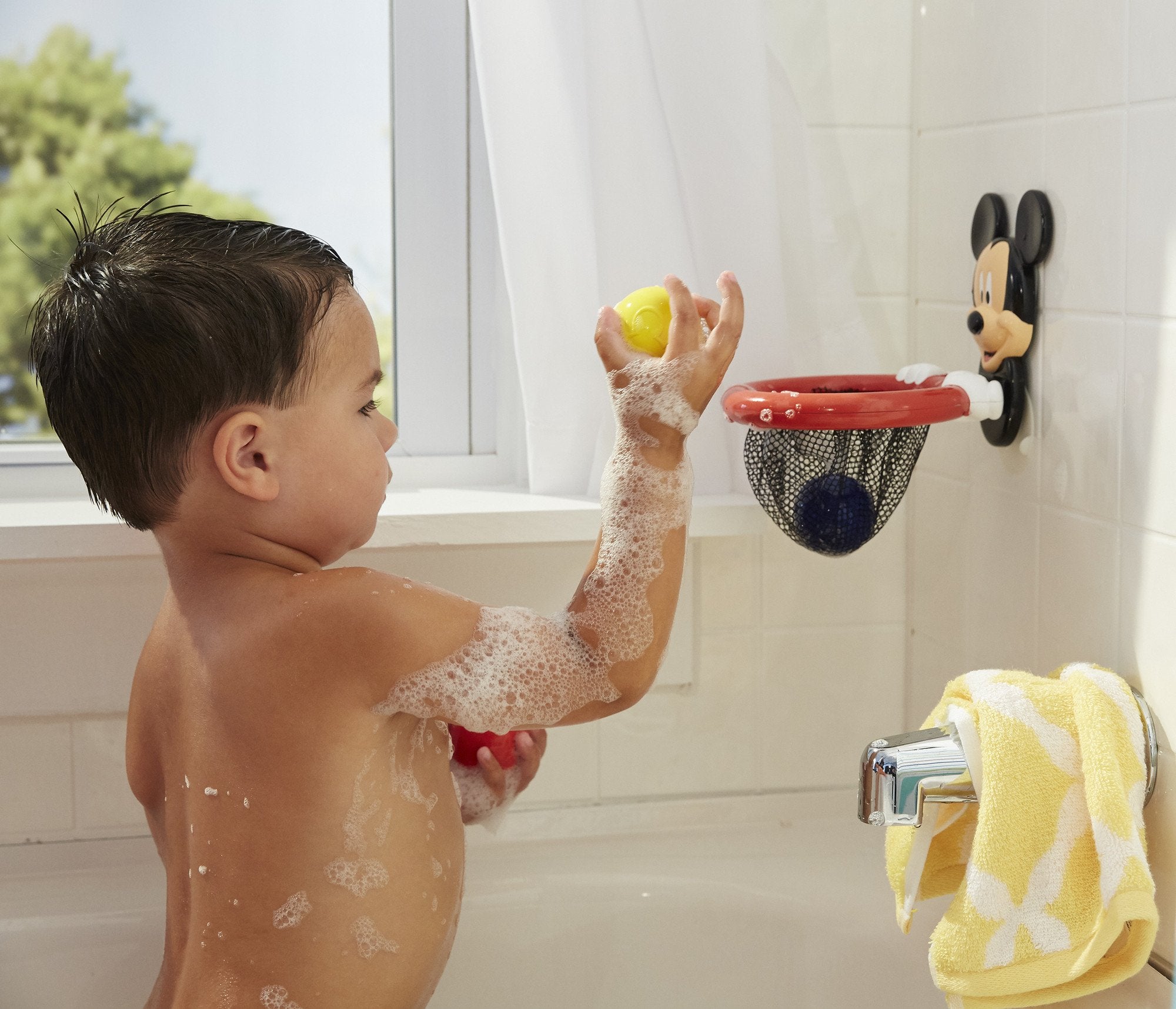 The First Years Disney Mickey Mouse Shoot and Store Baby Bath Toy - Baby Toys for Bathtub, Pool, and Everyday - Baby Bath Essentials
