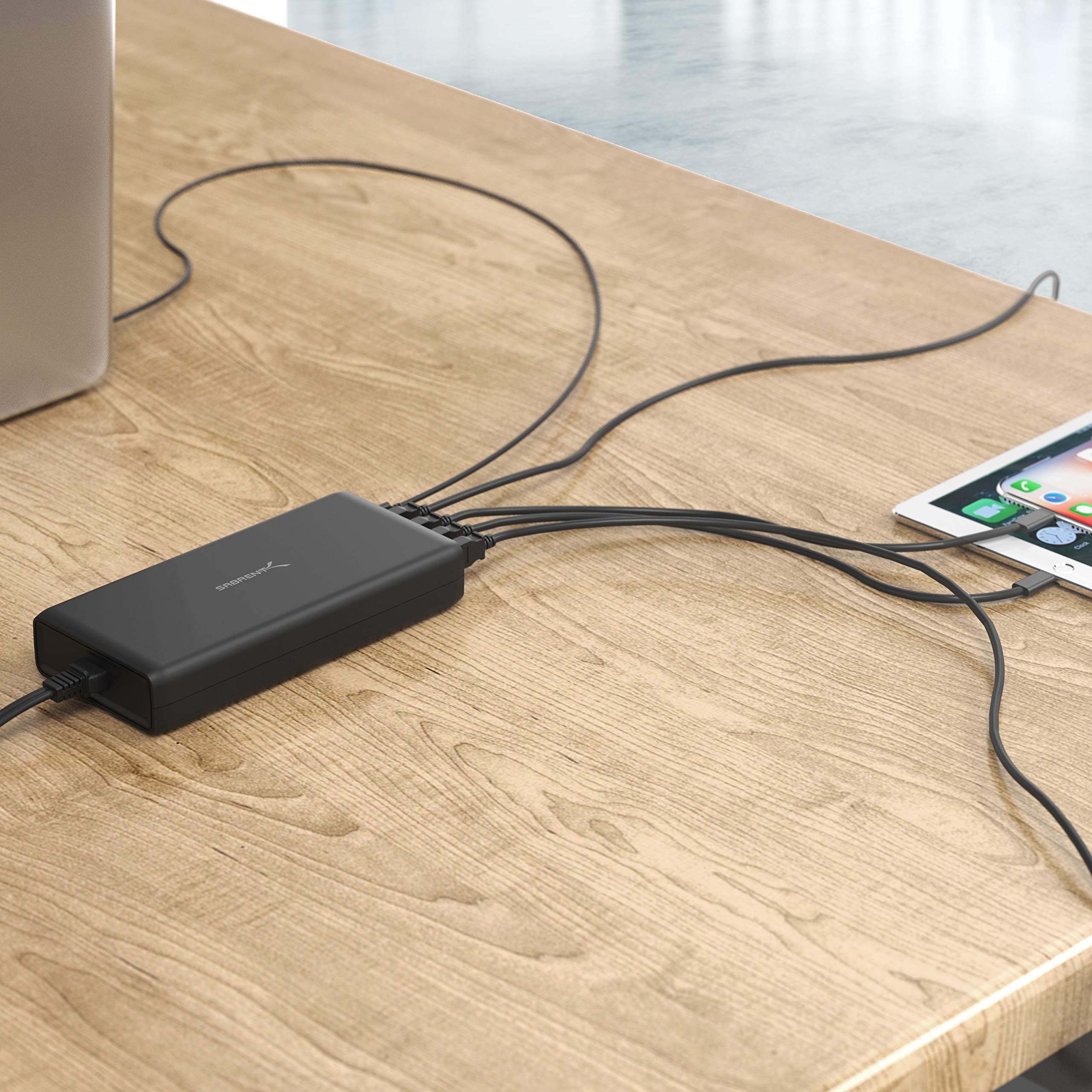 SABRENT 114W 5 Port USB A and USB Type C PD Smart Charger Charging Station (AX-LPD5)