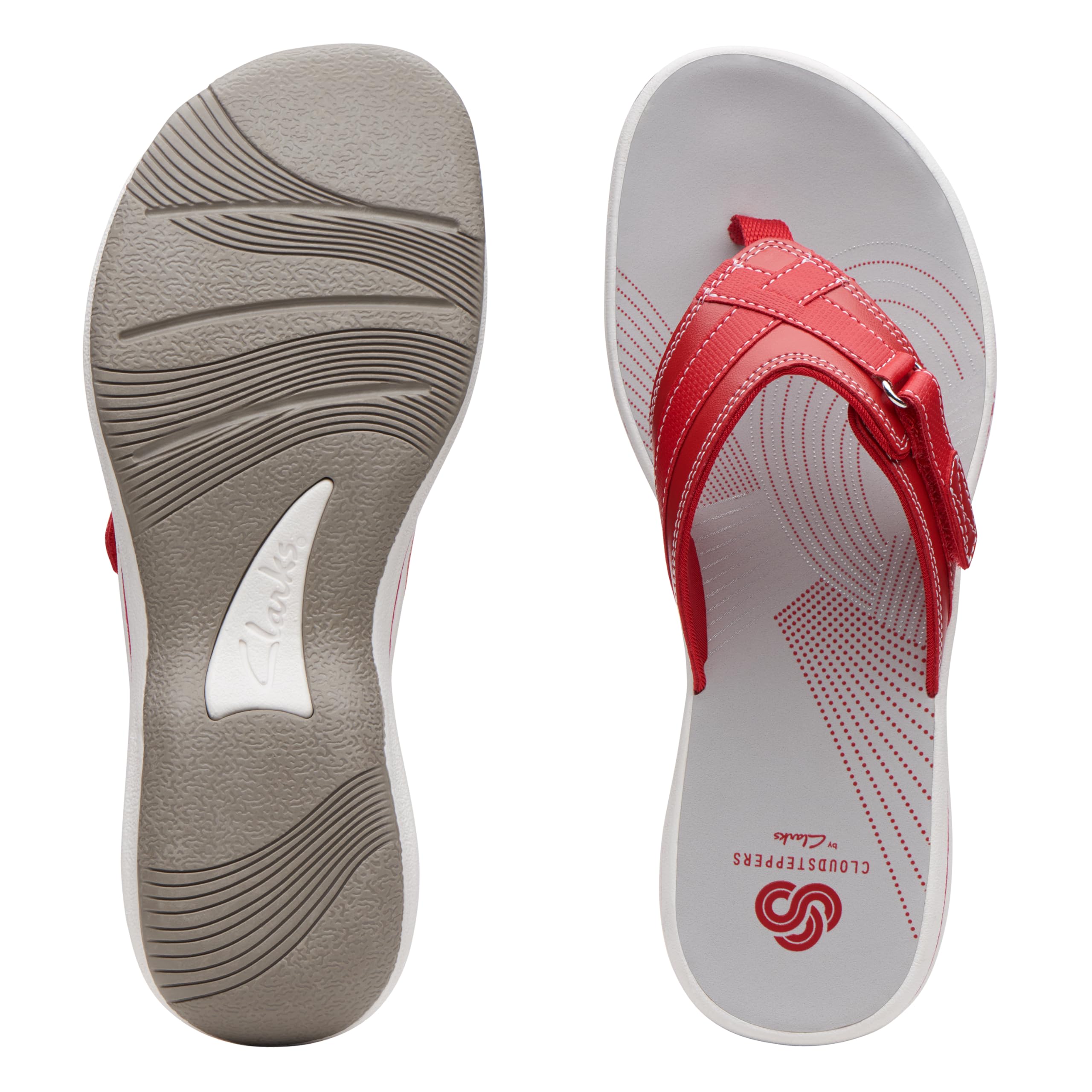 Clarks Women's Breeze Sea Flip-Flop, New Red Synthetic, 9