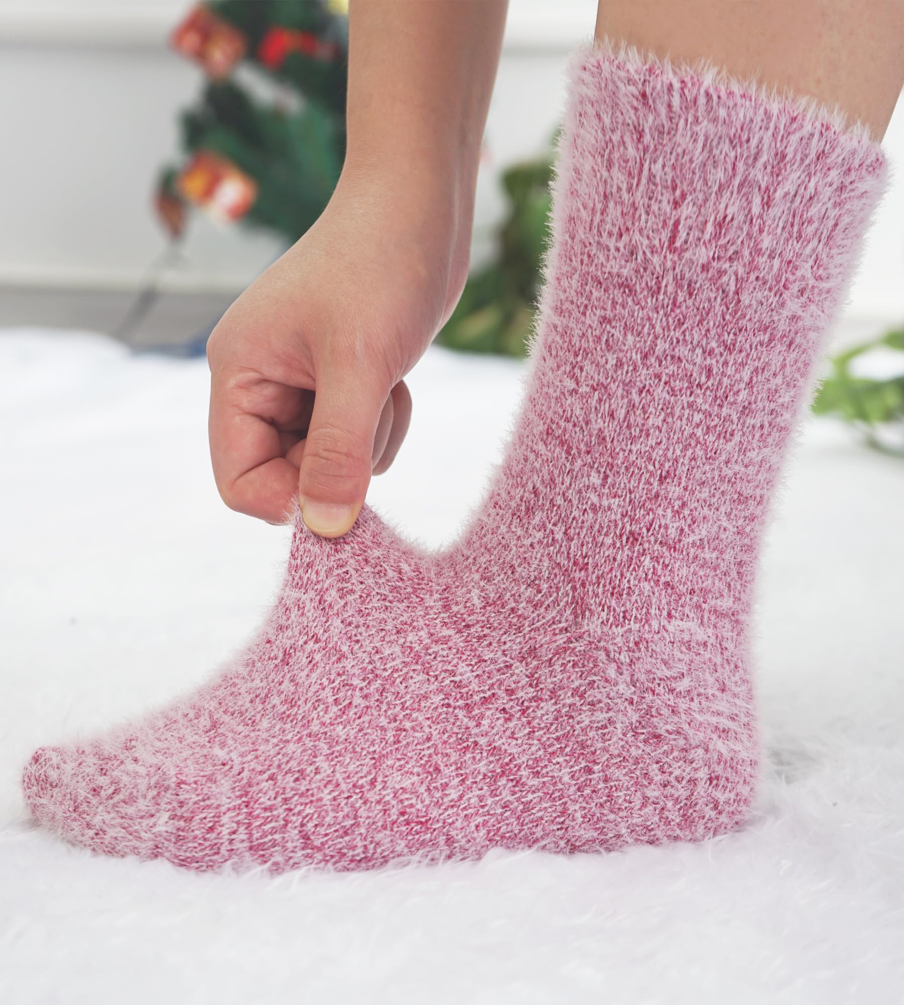 SISOSOCK Fuzzy Socks for Women Cozy Soft Warm Socks Casual Home Sleep Comfy Socks 5 Pack Winter Socks Gifts for Women