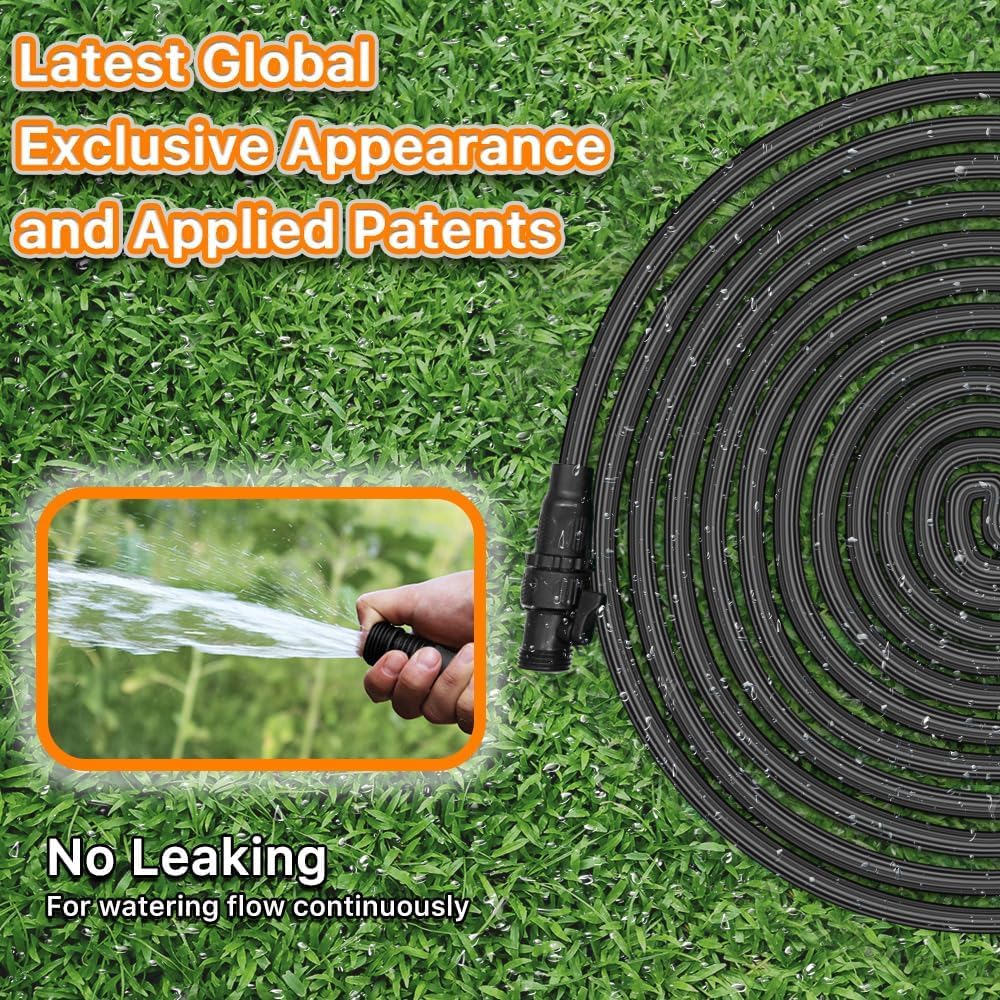 50FT Garden Hose, SINTETA Strongest Garden Hose with Triple Layer Latex Core & Latest Improved Extra Strength Fabric Protection for All Your Watering Needs Improved Design, Black
