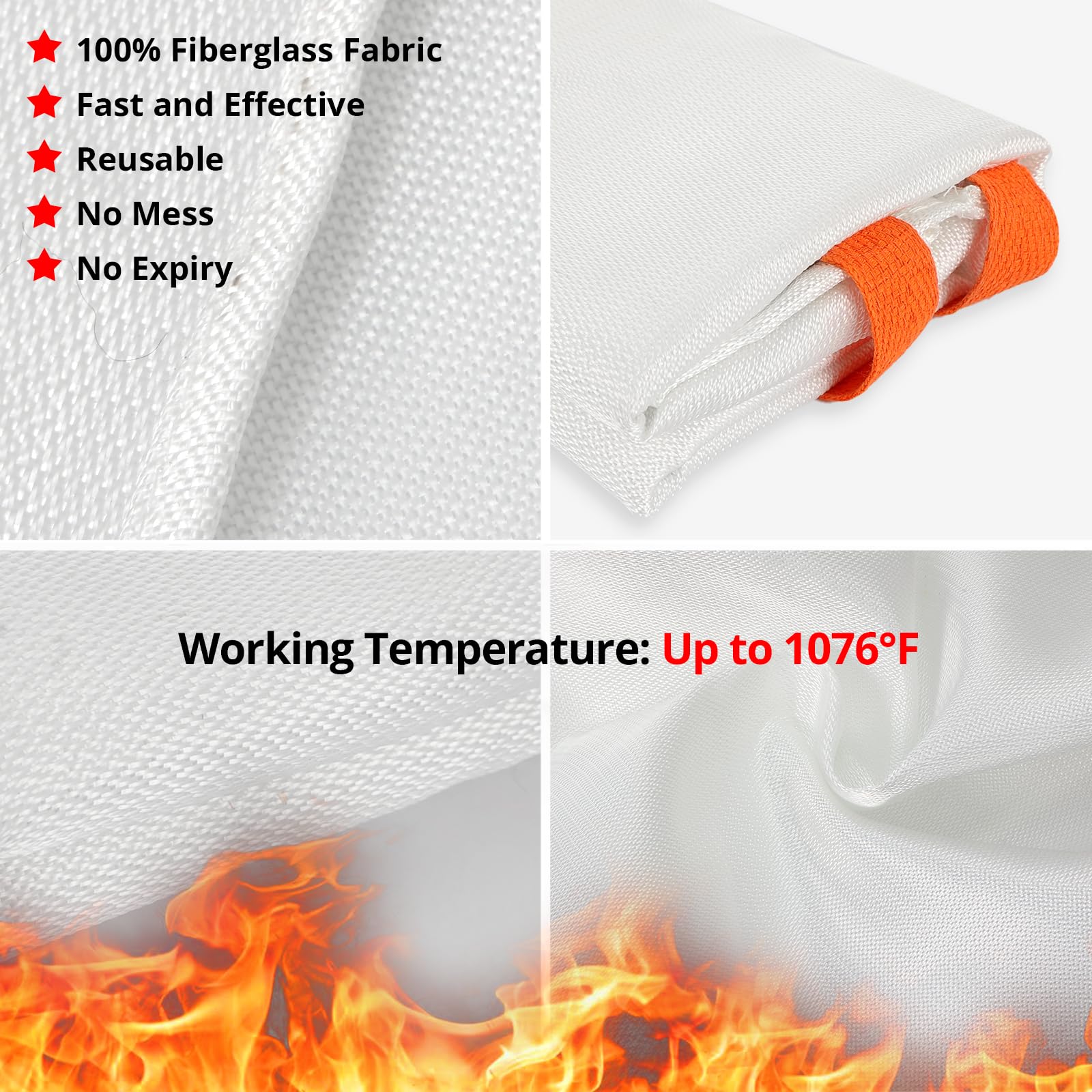 SecuCaptain Emergency Fire Blanket for Home and Kitchen - 40"x40" Flame Suppression Fiberglass Fire Blankets for House Camping Car Office Warehouse Survival Safety