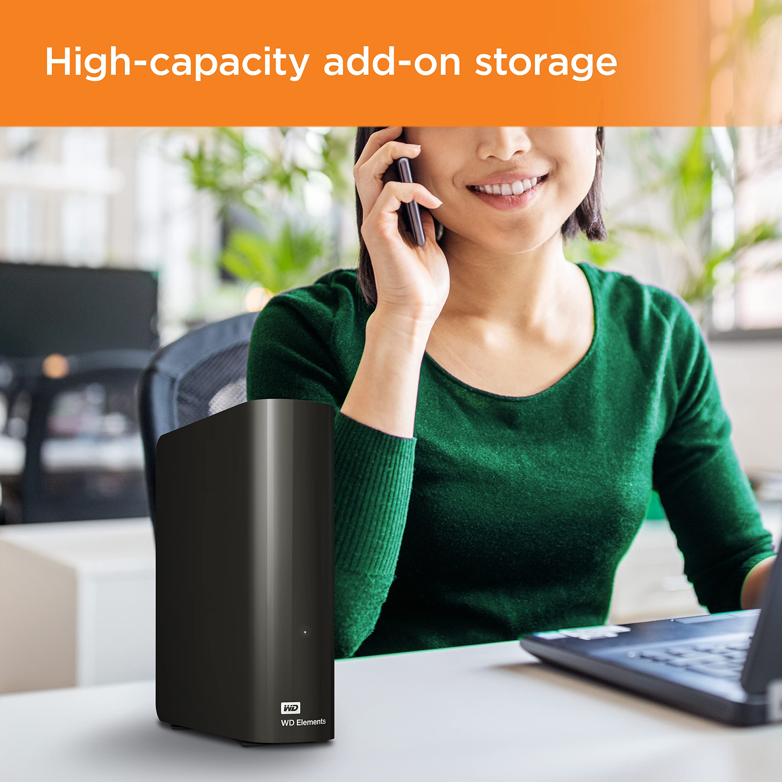 WD 16TB Elements Desktop External Hard Drive, USB 3.0 for plug-and-play storage - WDBWLG0160HBK-NESN