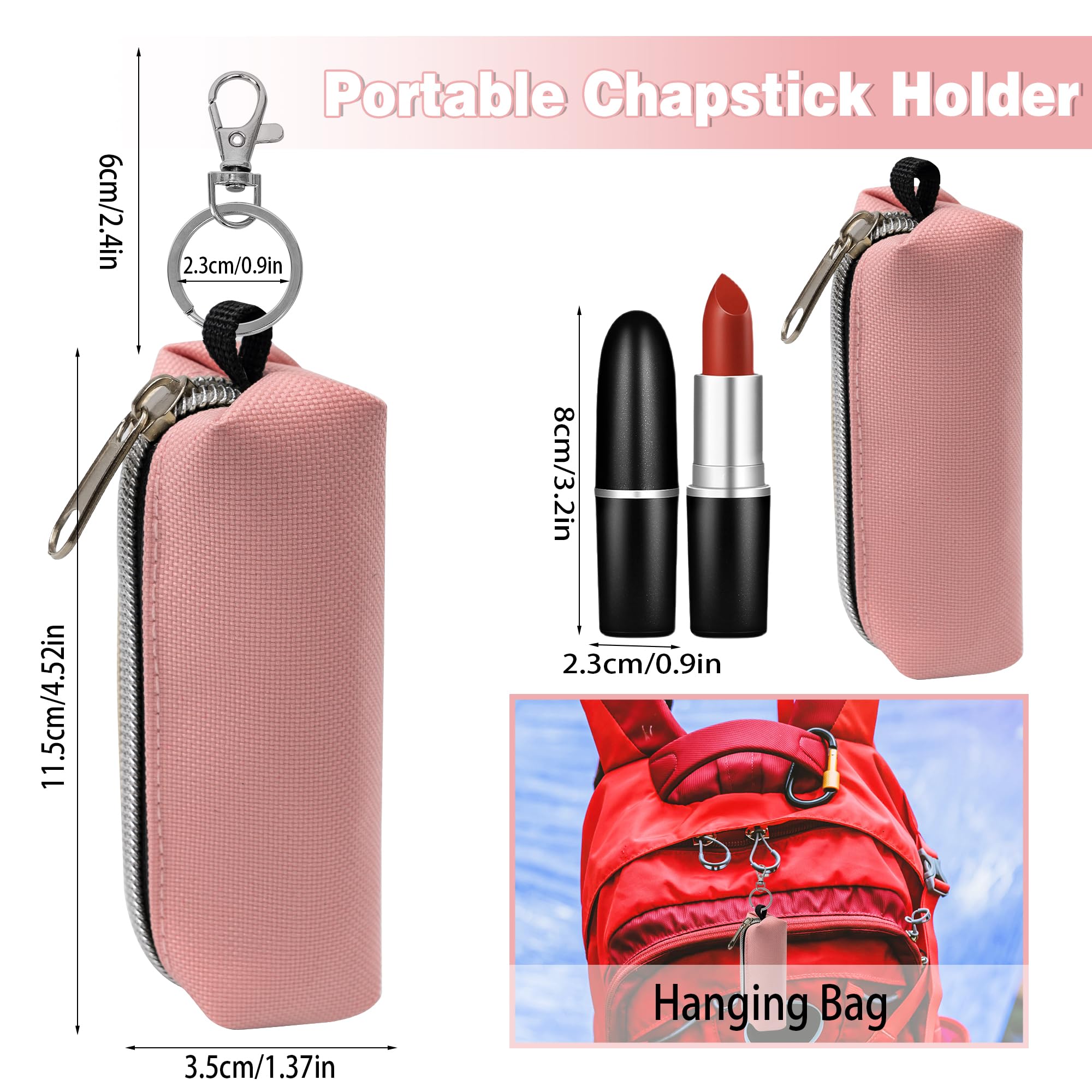 GOCOHHI Chapstick Holder, 6 Pcs Lip Balm Sleeve Pouch Portable Lipstick Holder Bag Clip-on Makeup Travel Accessories Great Stuffers Gift for Women