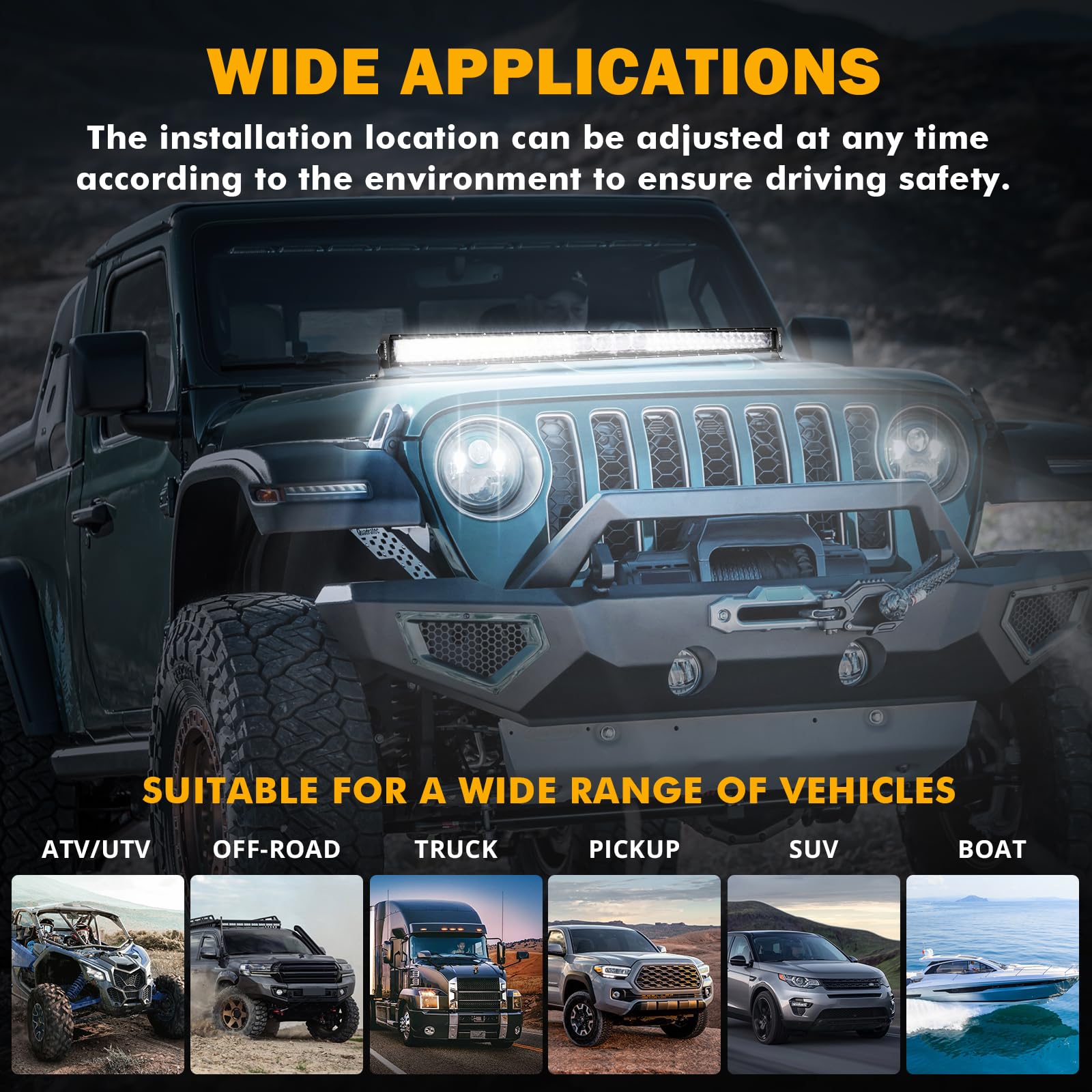 Auxbeam 42 Inch 360W LED Light Bar, 5D Pro Series Dual Row Spot Flood Combo Off Road Lights, 44000LM Driving Off Road Lights with 10FT Wiring Harness Kit for Jeep SUV UTV ATV Pickup Truck