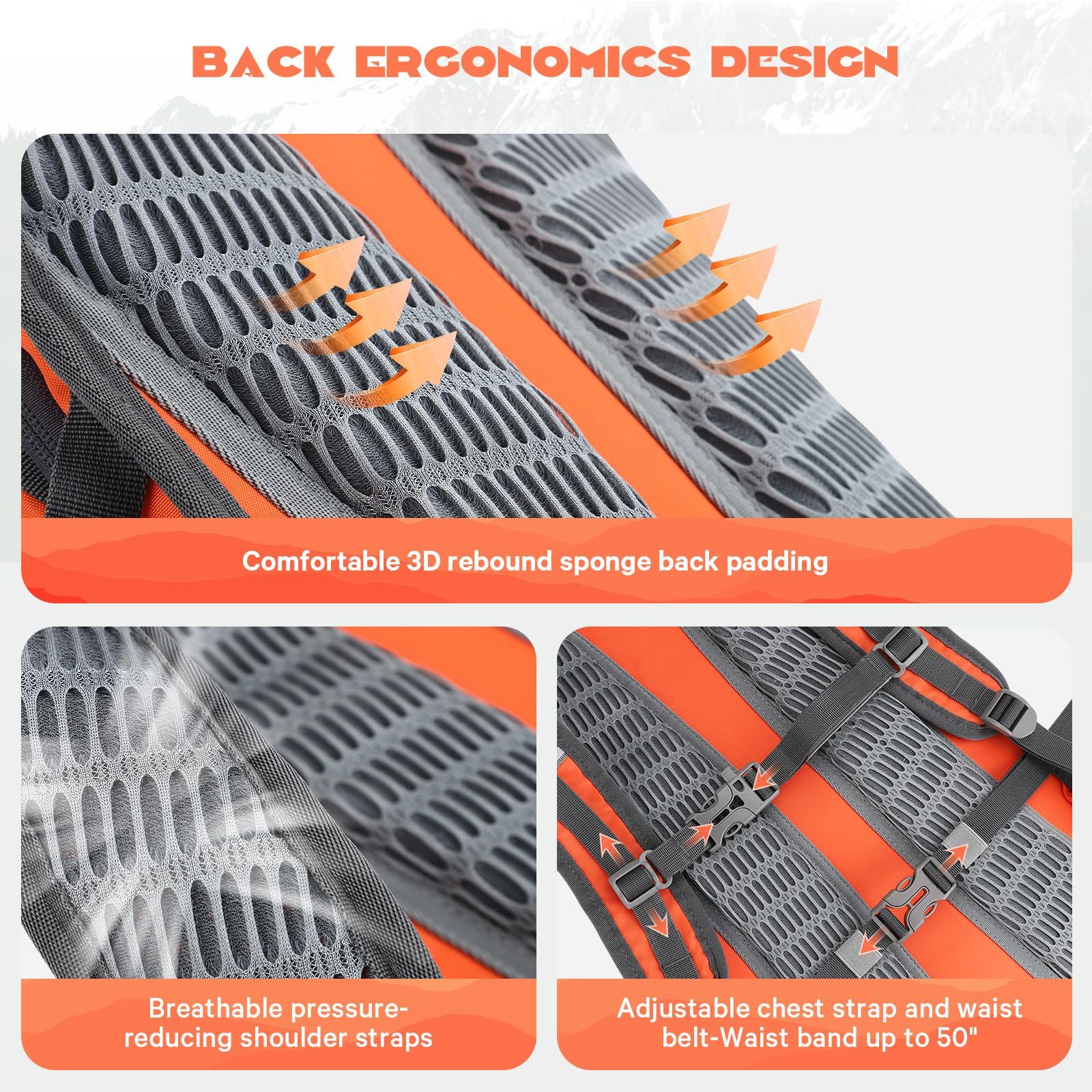 Maelstrom Hydration Hiking Backpack with 2L/3L Water Bladder, High Flow Bite Valve Camping Daypack Lightweight (2.Orange, 2L Bladder)