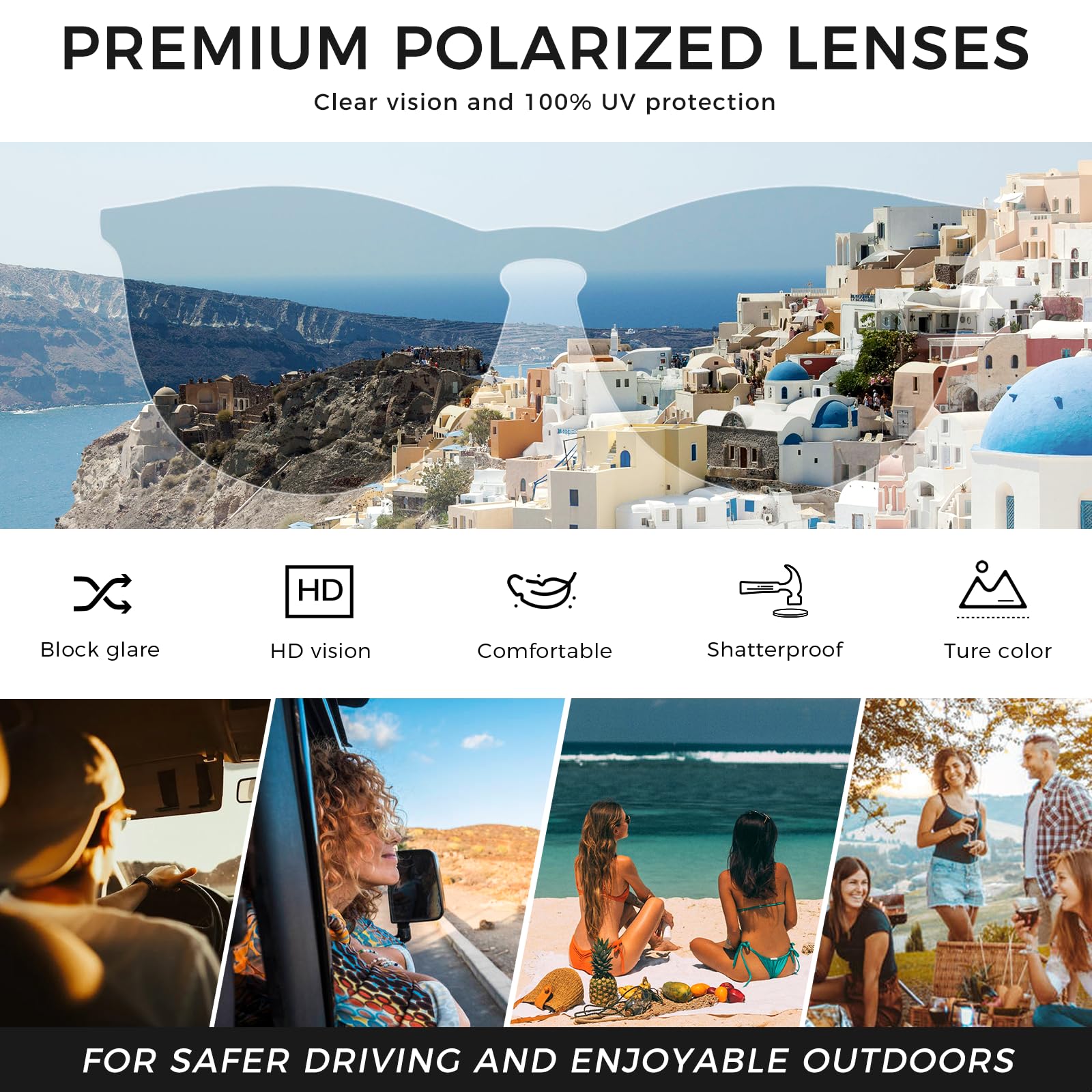 SUNGAIT Premium Vintage Round Sunglasses for Women Men Classic Retro Trendy Style (Black Frame(Matte Finish)/Polarized Grey Lens) 1567 PGHKH