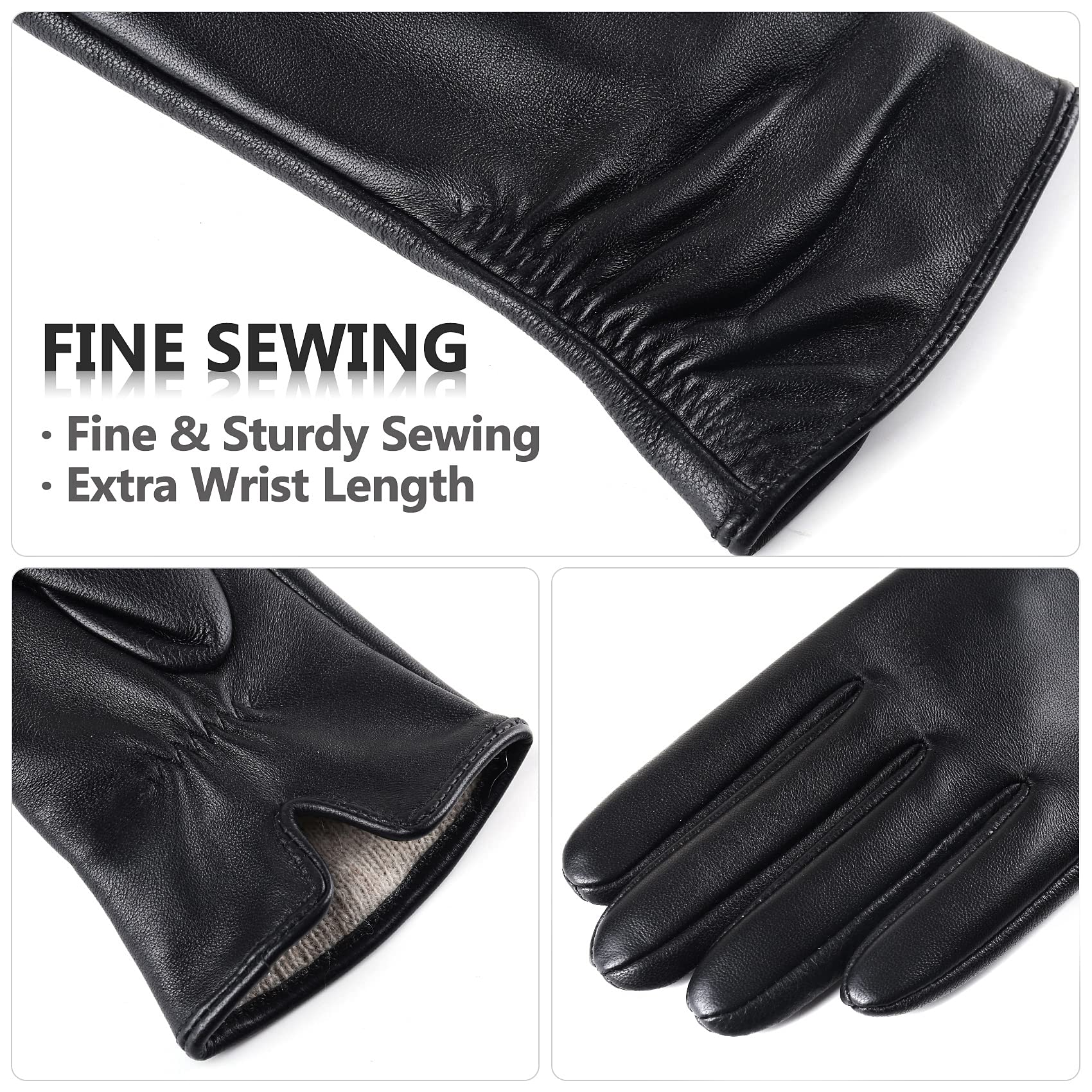 Womens Winter Leather Touchscreen Texting Warm Driving Lambskin Pure Genuine leather Gloves