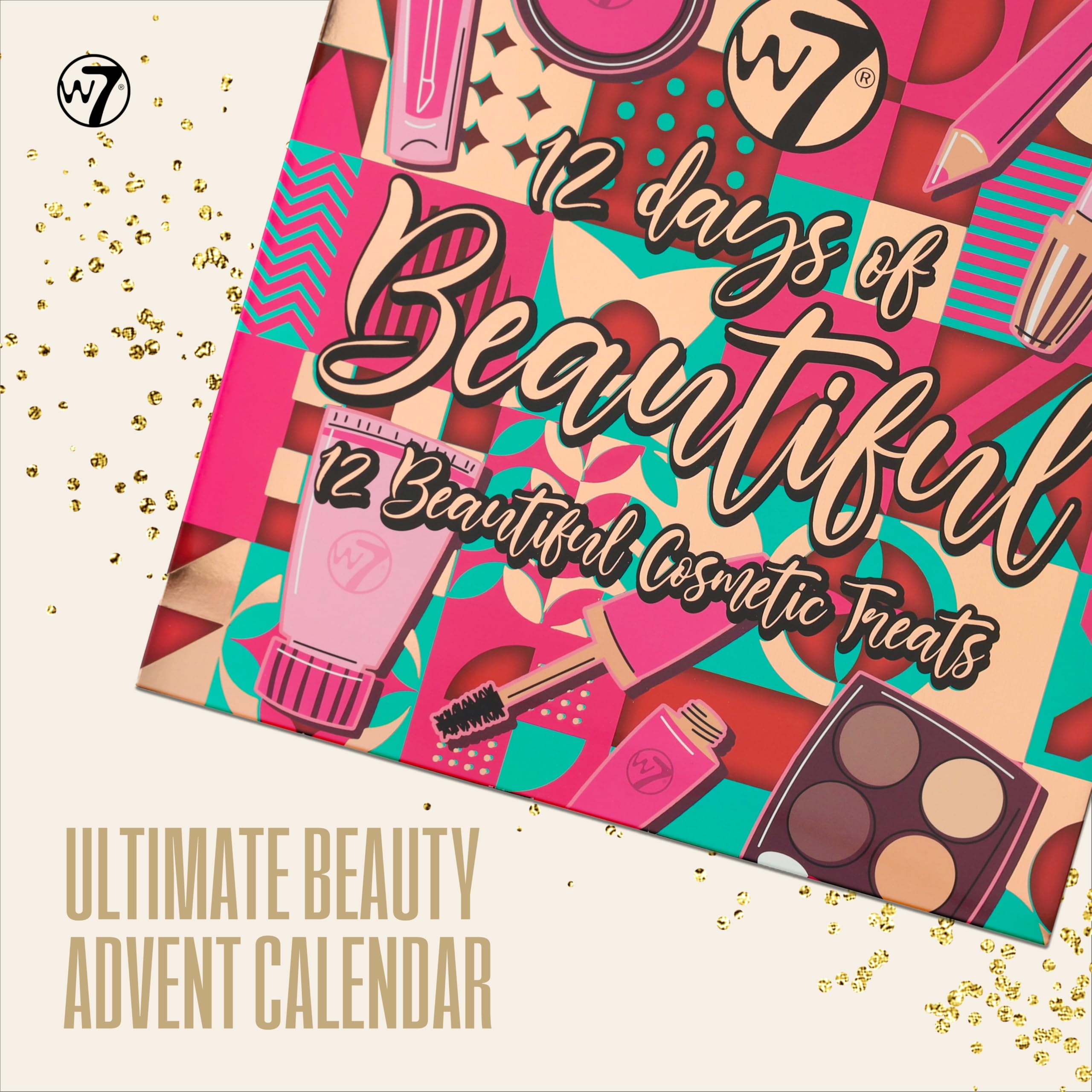 W7 12 Days of Beautiful Holiday Advent Calendar 2024-12 Individually Boxed Makeup & Cosmetic Surprises - Cruelty Free, Christmas Stocking Filler