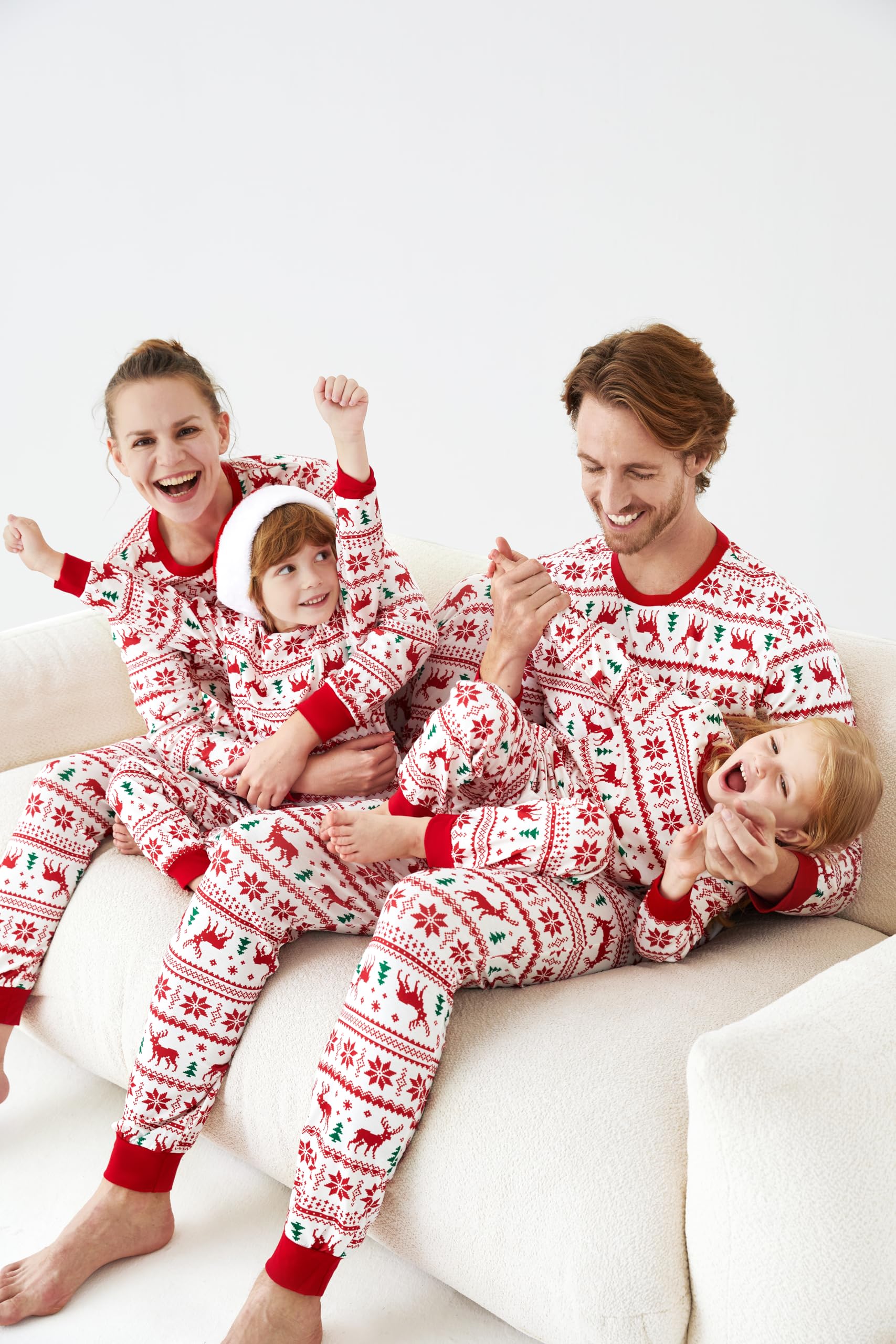 PATPAT Family Christmas Pajamas Matching Sets Reindeer and Snowflake Patterned Sleepwear Xmas Holiday PJS Set Baby 12-18 Months