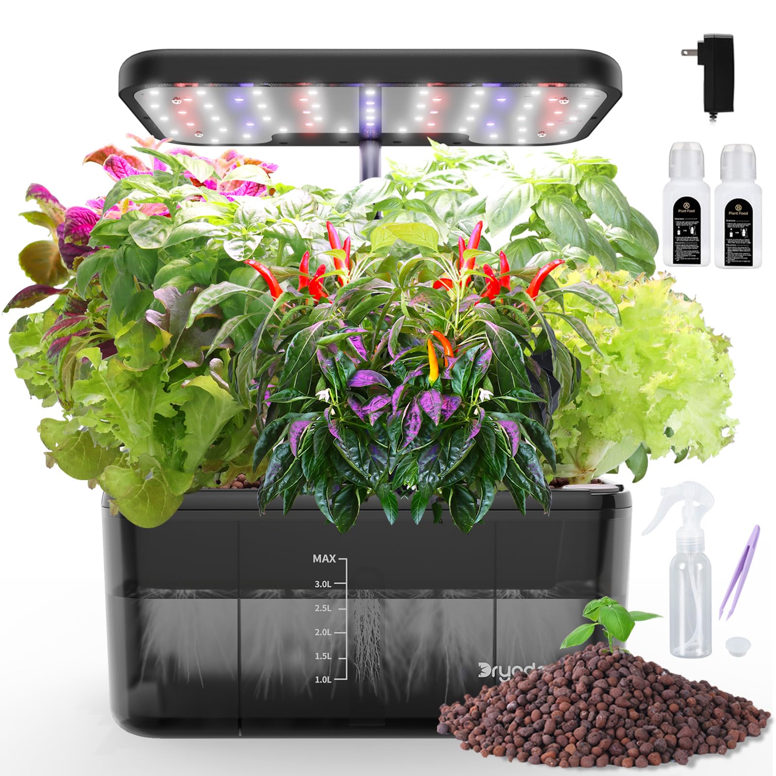 DRYADES Indoor Herb Garden Kit, Hydroponic Growing System with LED Grow Light Quiet Water Pump for Home Kitchen Office Healthy Fresh Herbs Vegetables, Gift Ideas for Women Men