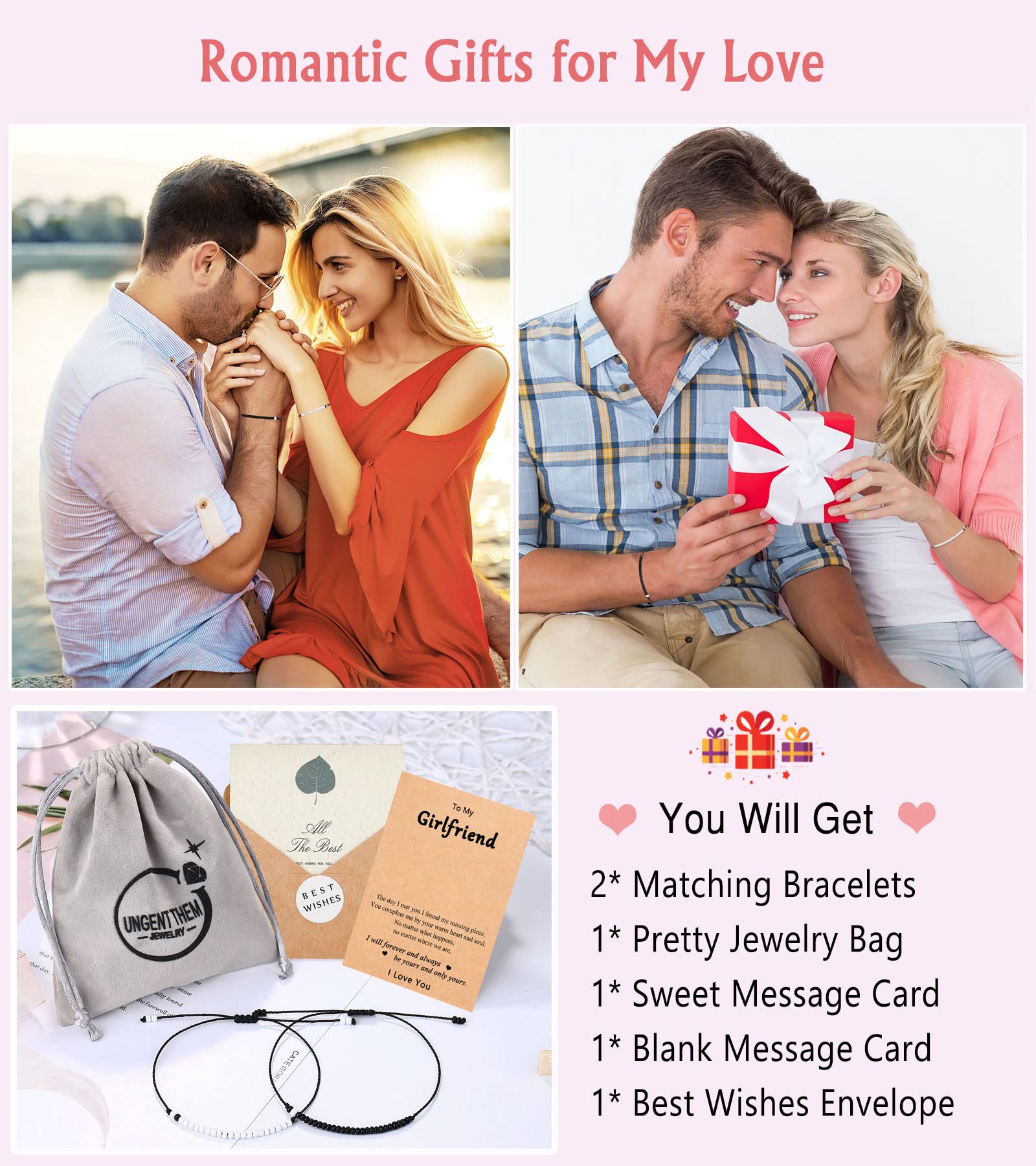 UNGENT THEM Valentines Day Gifts for Her Girlfriend Bracelet Gift Ideas Love My Girlfriend Gf Christmas Anniversary Birthday Romantic I Love You Gifts for Women Girlfriends Fiance