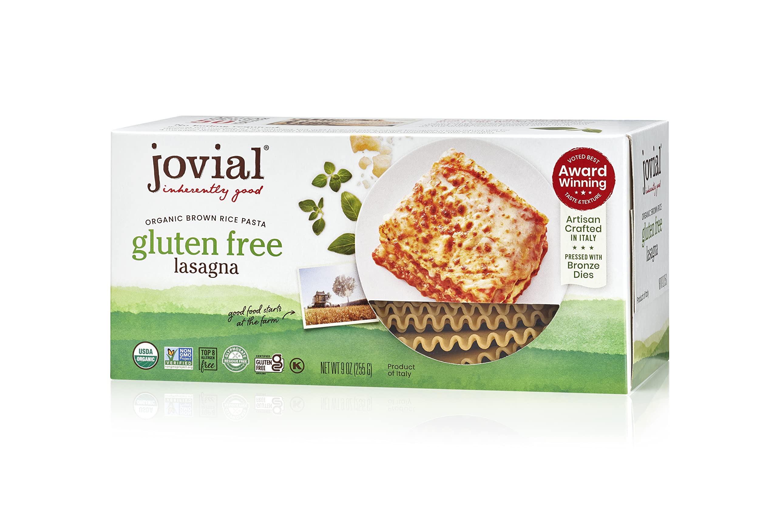Jovial Organic Gluten Free Brown Rice Pasta, Lasagna, 9 Ounce