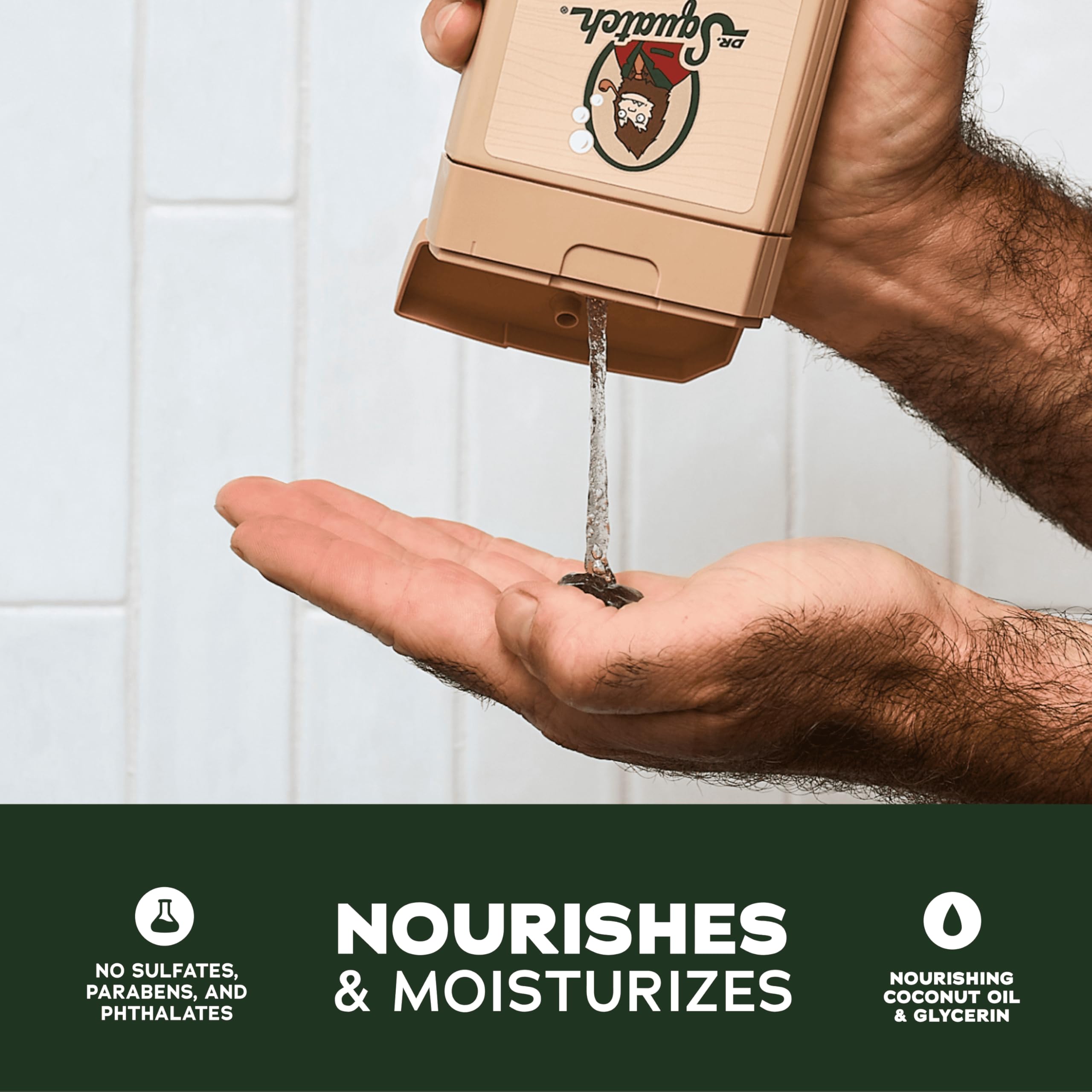 Dr. Squatch NEW Natural Body Wash for Men - Exfoliating and Non-Exfoliating - Wood Barrel Bourbon + Fresh Falls (14 oz, 2 Pack)