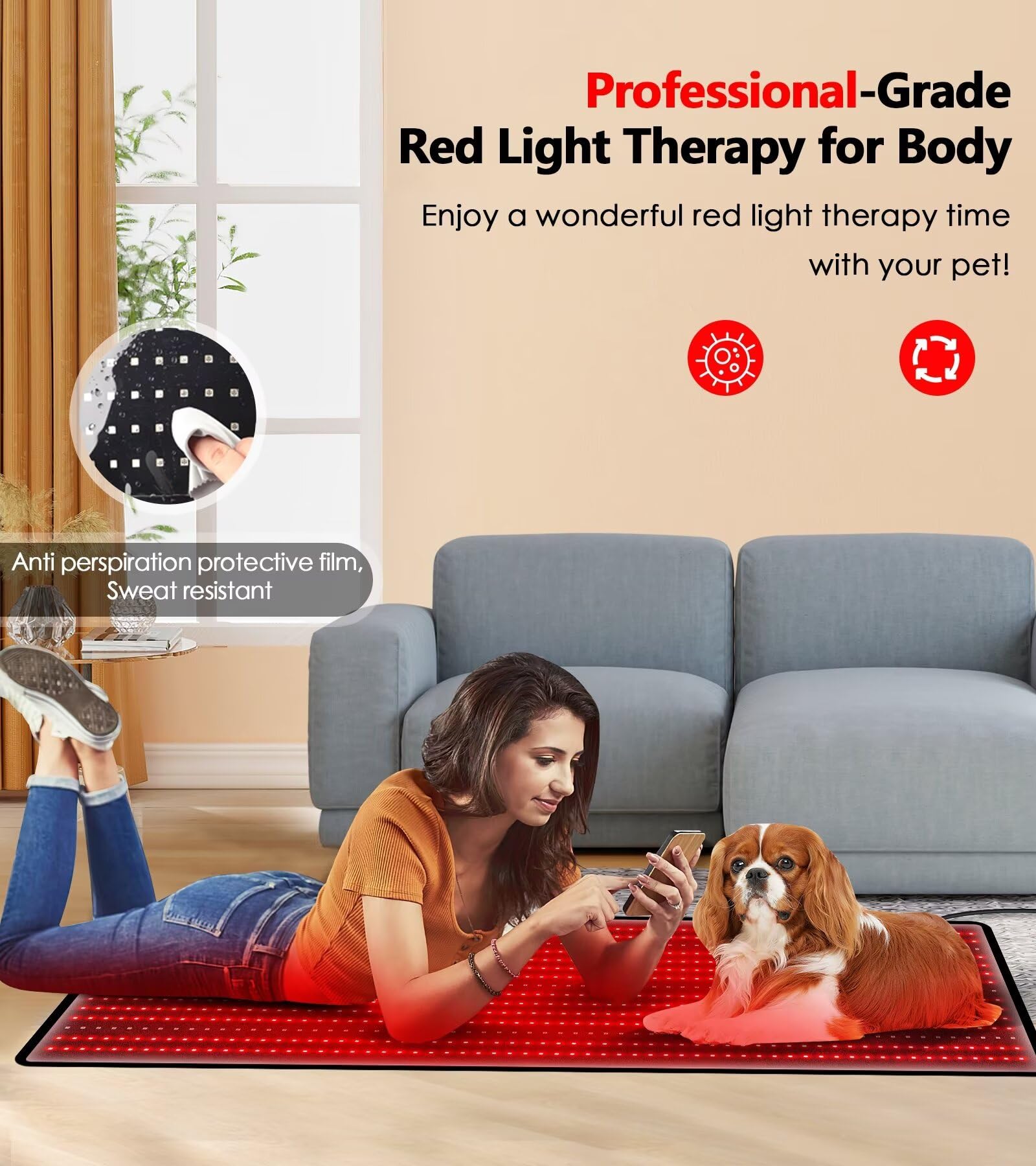 Red Light Therapy Mat for Full Body - 945pcs LED 63''×22.44'' Large Red & Infrared Light Therapy Pad Blanket with Red Light 660nm and Near-Infrared Light 850nm for Body at Home Use