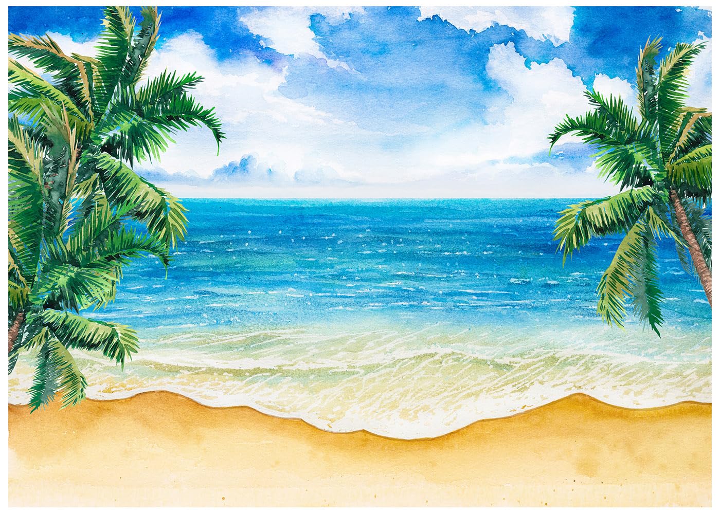 Tropical Beach Backdrop for Photography Summer Photo Background, Ladvis 82.7"x59" Watercolor Hawaii Luau Aloha Theme Party Decorations Birthday Baby Shower Wedding Decor Banner Studio Photoshoot Prop