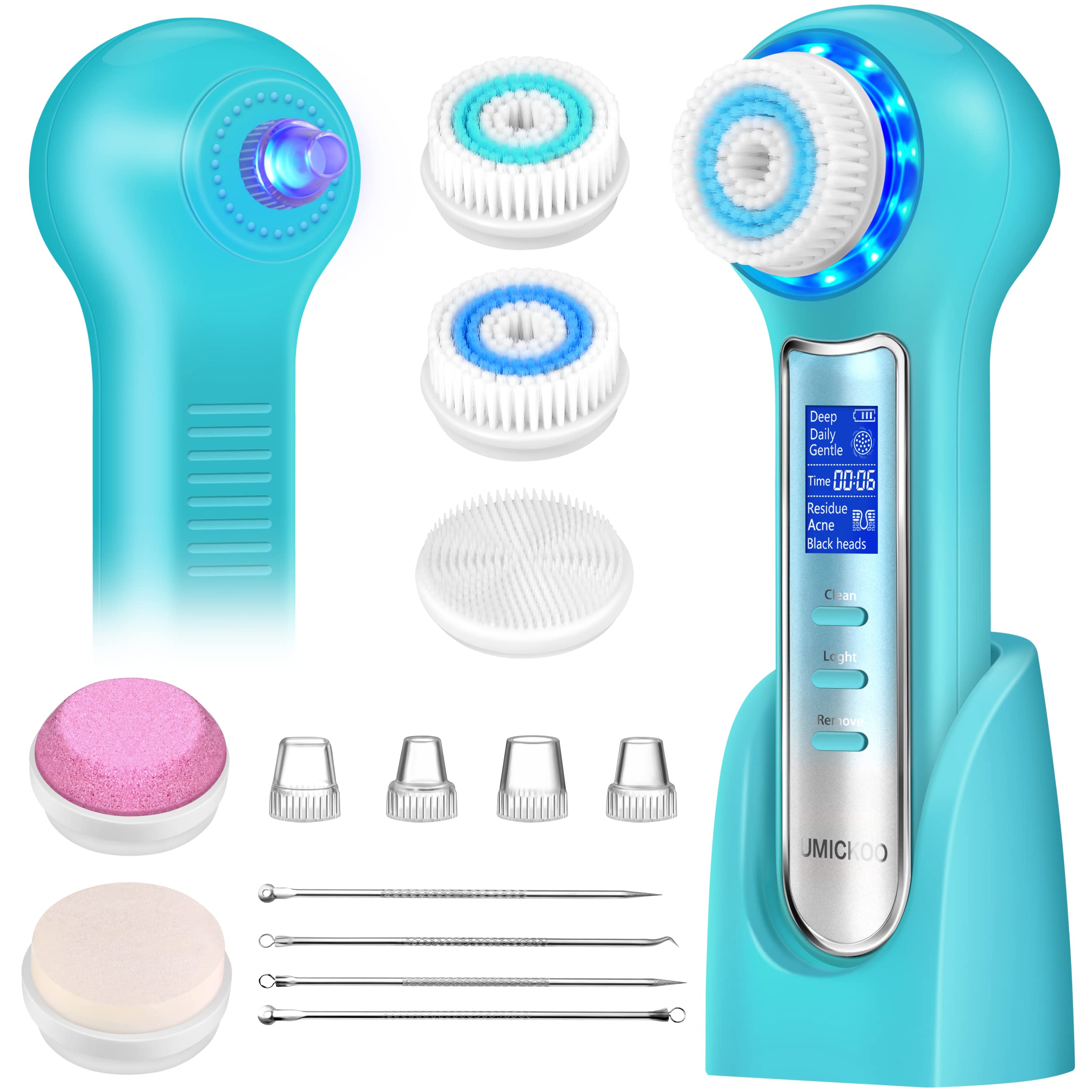 UMICKOO Blackhead Remover Vacuum,Rechargeable Facial Cleansing Brush with LCD Screen,IPX7 Waterproof 3 in 1 Face Scrubber Brush for Exfoliating, Massaging and Deep Pore Cleansing