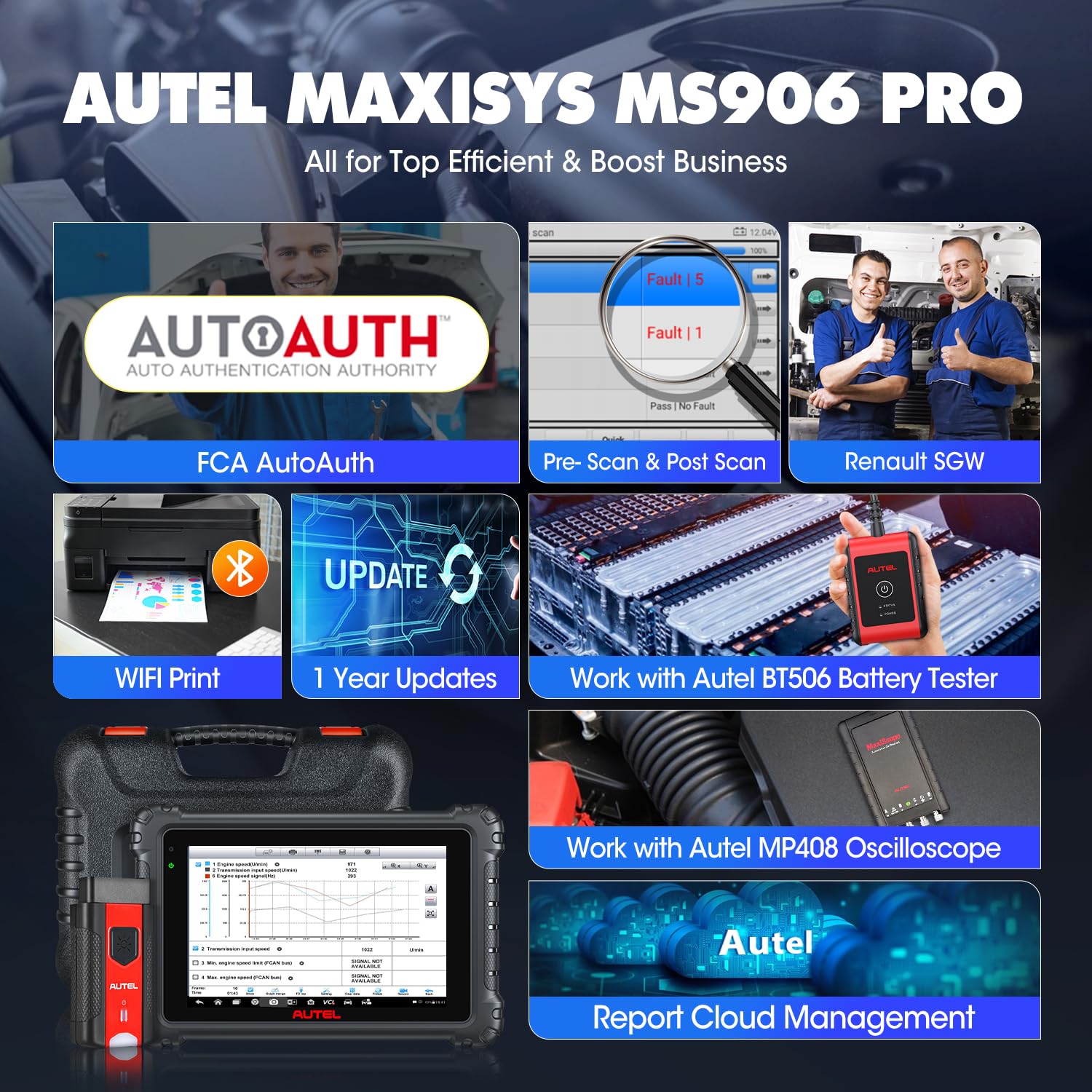 Autel MaxiSys MS906 PRO Scanner, 2024 5X Faster MS906Pro Advanced ECU Coding Upgrade of MS906BT MK908, DoIP & CAN FD, 36+ Service, 3000+ Active Tests, Auto Scan 2.0, 4G/128G, FCA Autoauth