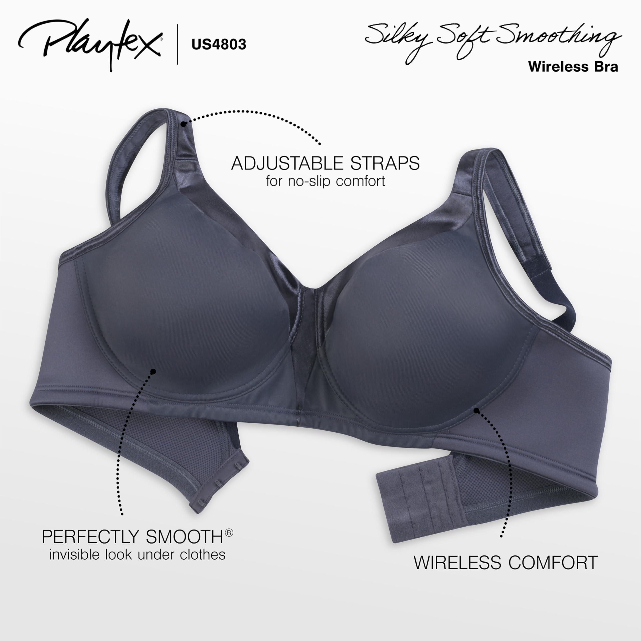 Playtex Women's 18 Hour Silky Soft Smoothing Wireless Bra US4803 Available with 2-Pack Option